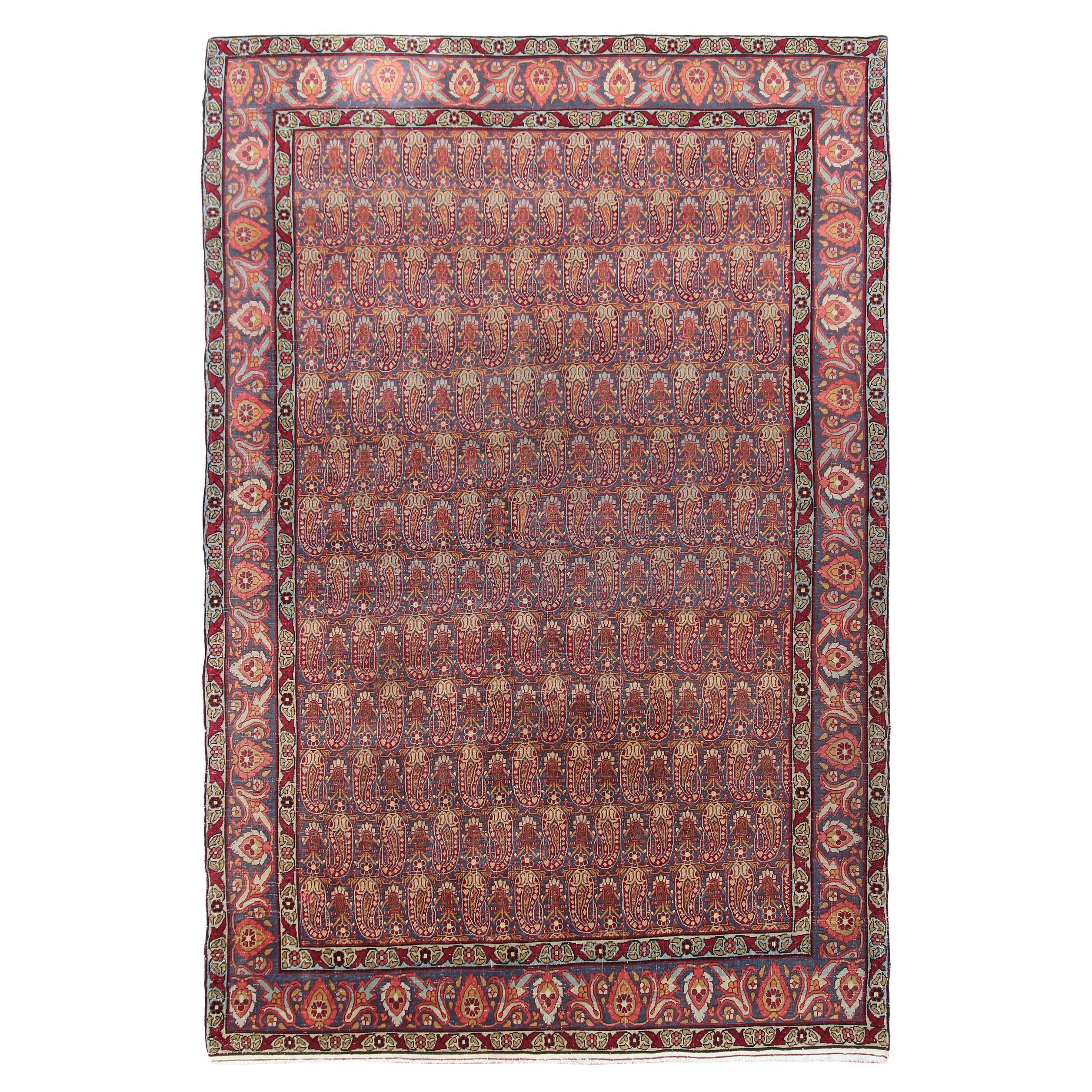 CLEARANCE, Antique Persian Fine Tehran Rug 147cmx231cm Authentic Rug 5x8 C.1880 For Sale