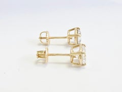CLEARANCE SALE, 1.86 Carats Round Diamond Stud Earrings 14K Yellow Gold