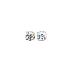 CLEARANCE SALE, 1.86 Carats Round Diamond Stud Earrings 14K Yellow Gold