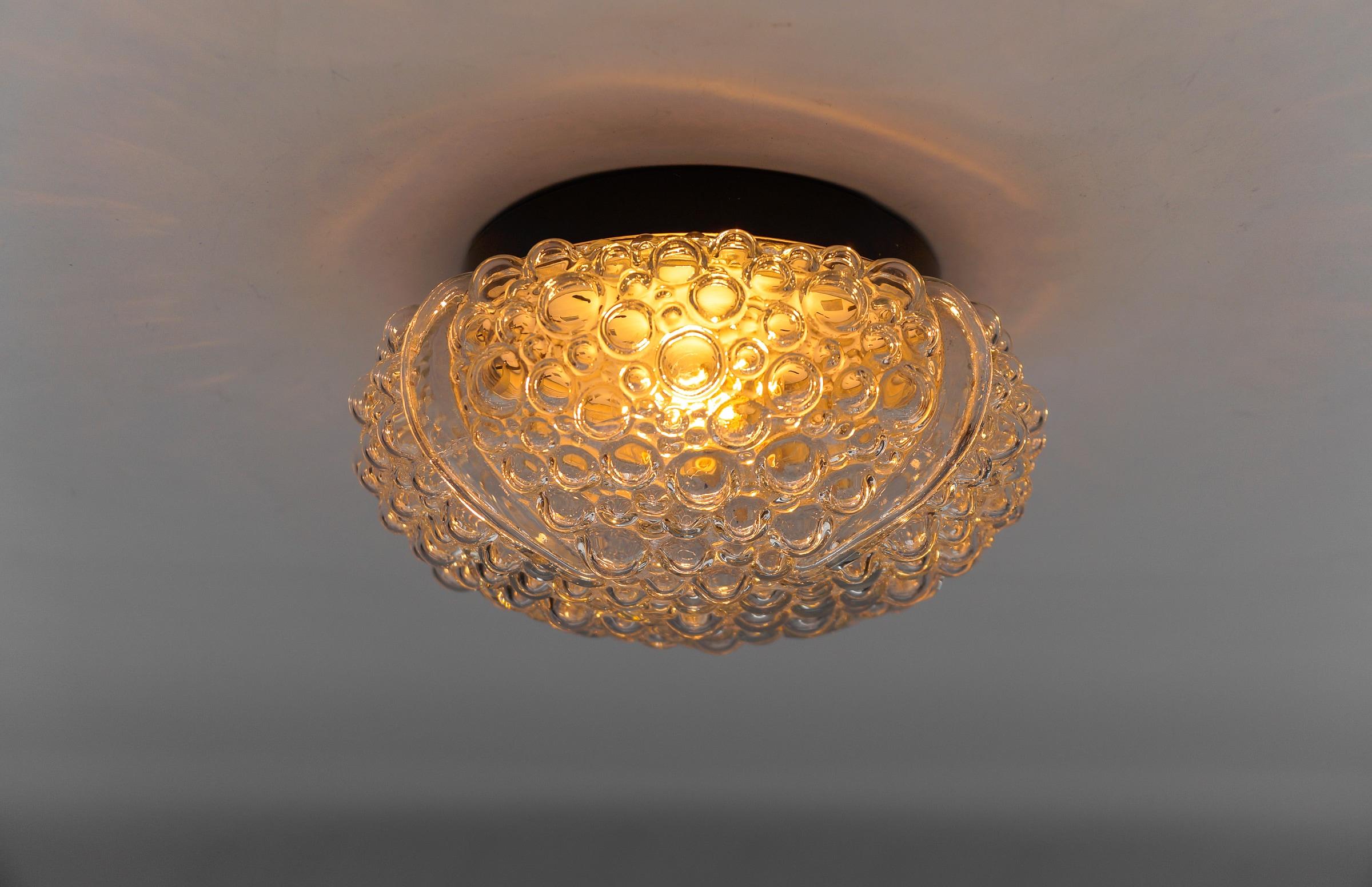 Mid-Century Modern ClearPetite Bubble Glass Wall Lamp or Flush Mount Light, 1960s Germany For Sale