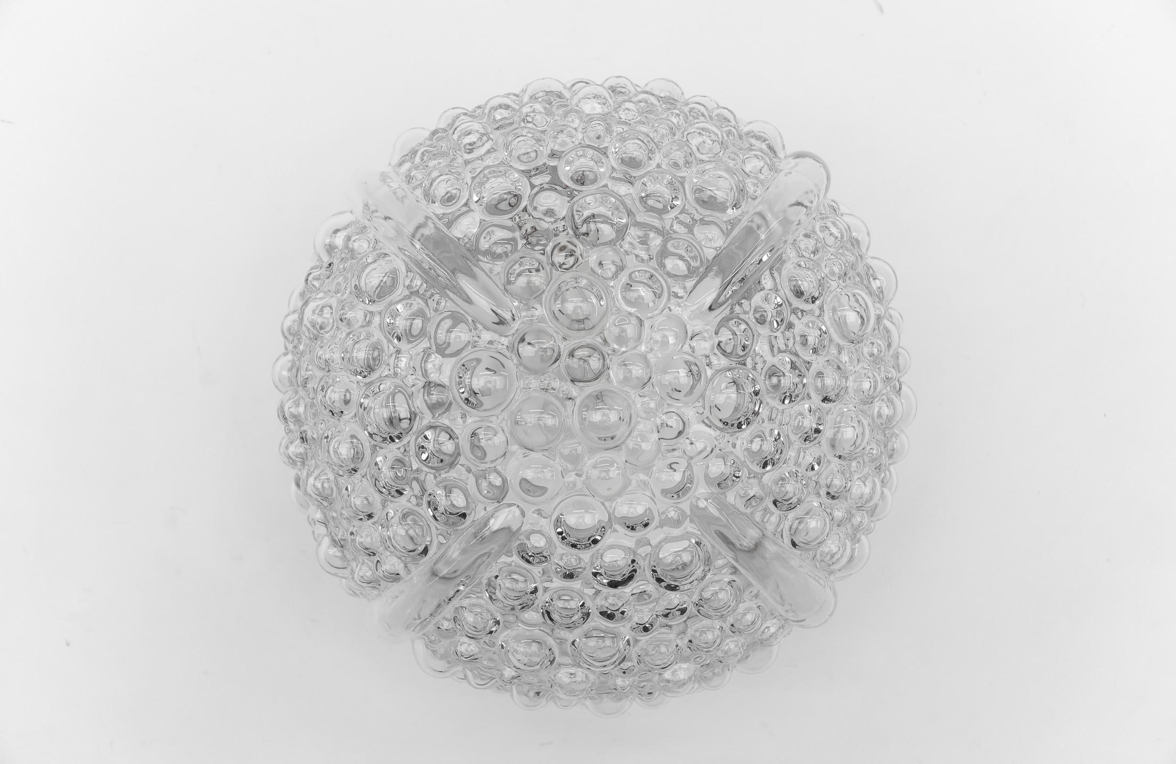 Métal Lampe murale ou applique en verre bullé transparent, Allemagne, années 1960 en vente