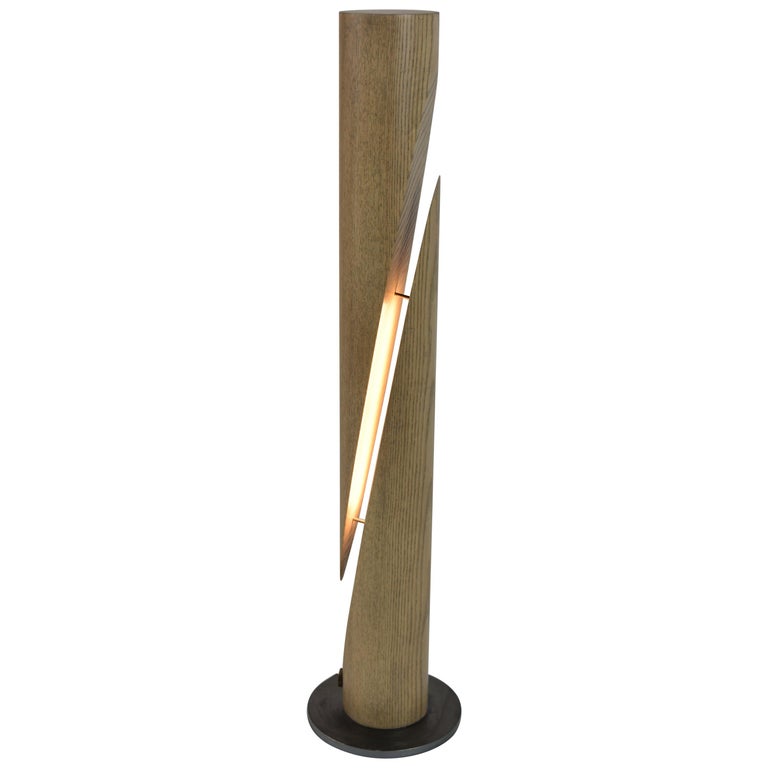 Shear Ash Wooden Dowel Table Led Lamp with Steel Base For Sale at 1stdibs