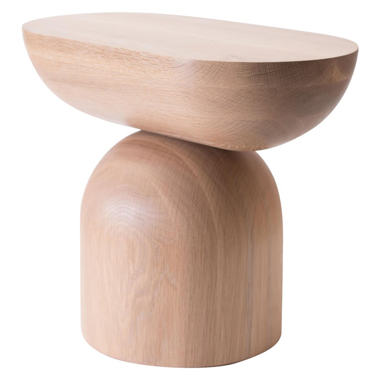 Cleave Side Table, Contemporary Sculptural Solid Wood End Table For