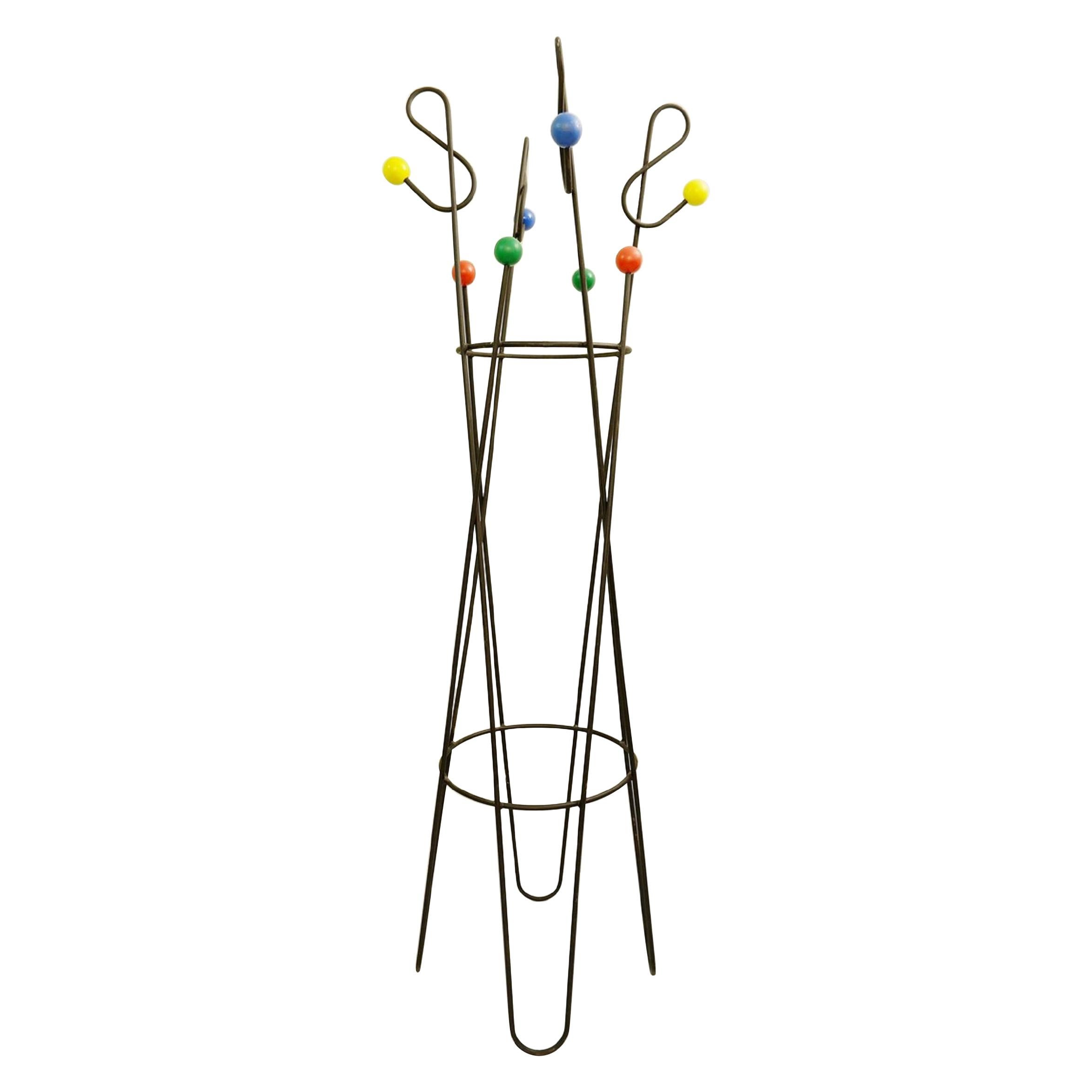 Mid Century Coat Hat Rack Stand Modernist Wall Mount 1950s st Roger Feraud For Sale at 1stDibs