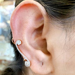 Clefs Resembling Shaped Ear Climbers with Diamonds Made in 18k Rose Gold