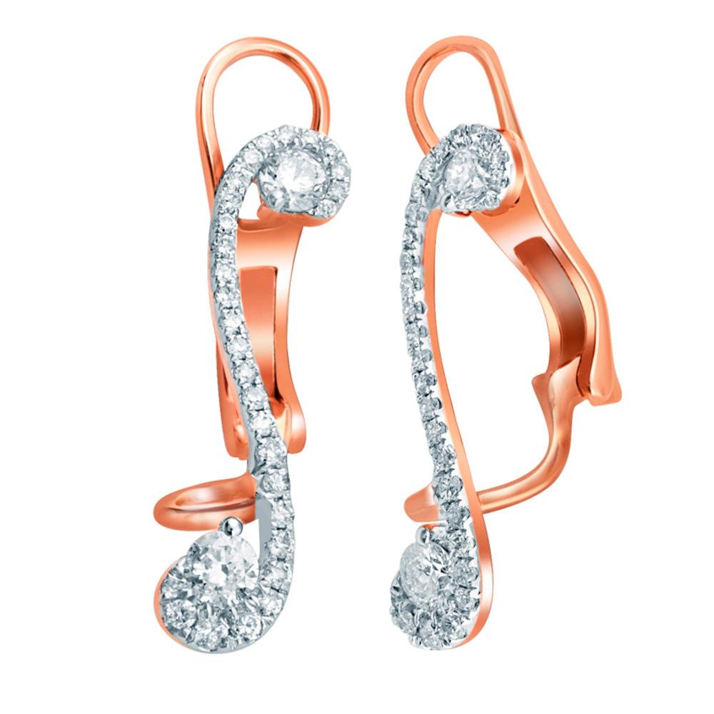 Mixed Cut Clefs Resembling Shaped Ear Climbers with Diamonds Made in 18k Rose Gold For Sale