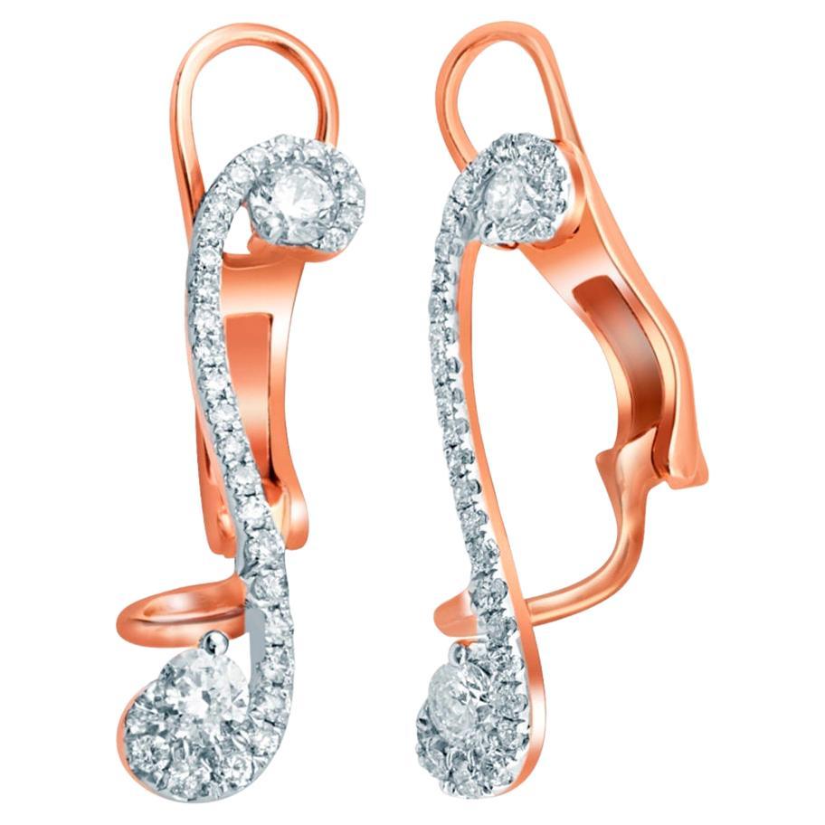 Clefs Resembling Shaped Ear Climbers with Diamonds Made in 18k Rose Gold For Sale