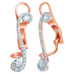 Clefs Resembling Shaped Ear Climbers with Diamonds Made in 18k Rose Gold