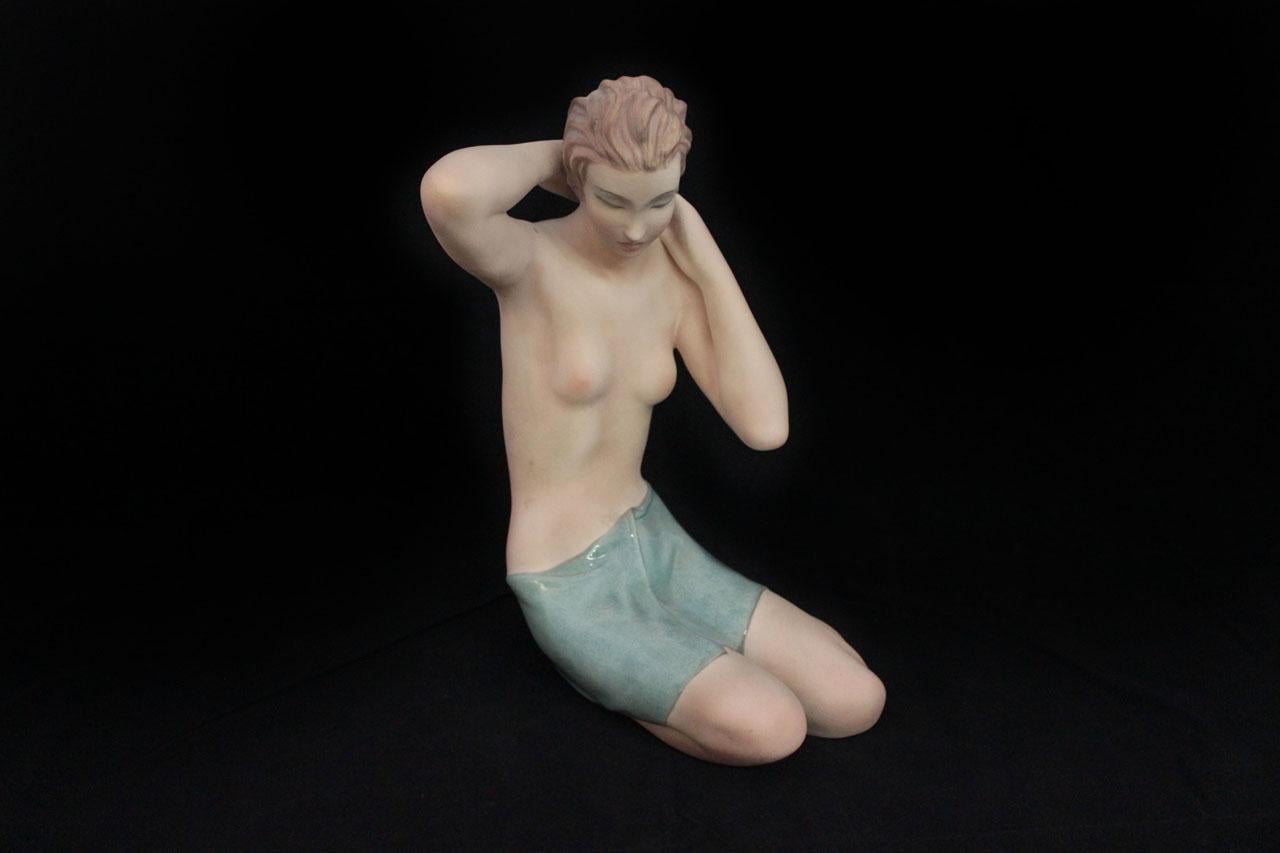 Italian Clelia Le Bertetti, Large Nude Sculpture, 1920s, Ceramic For Sale