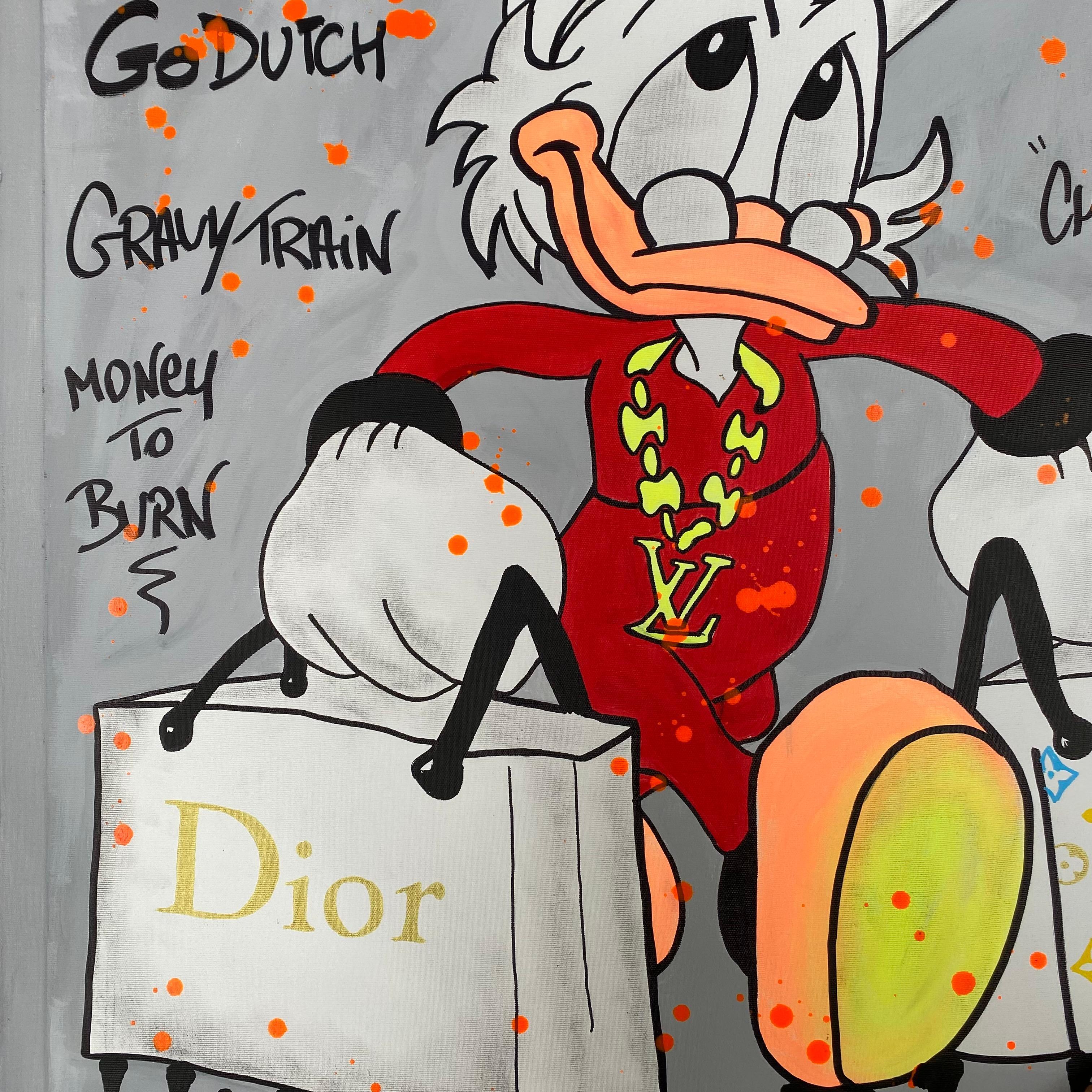 Clem$  Brich die Bank   Acryl auf Leinwand (Französisch) im Angebot