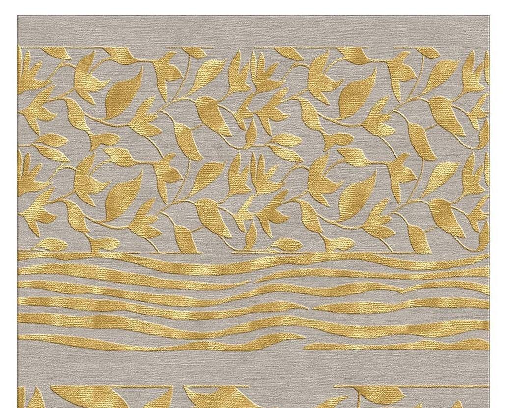 Modern and evocative, this rug is part of the Design collection. It is hand knotted in Nepal by skilled artisans who have been collaborating with Illulian since 1959. It features a composition of 50% silk and 80% Himalayan wool base with 152,000