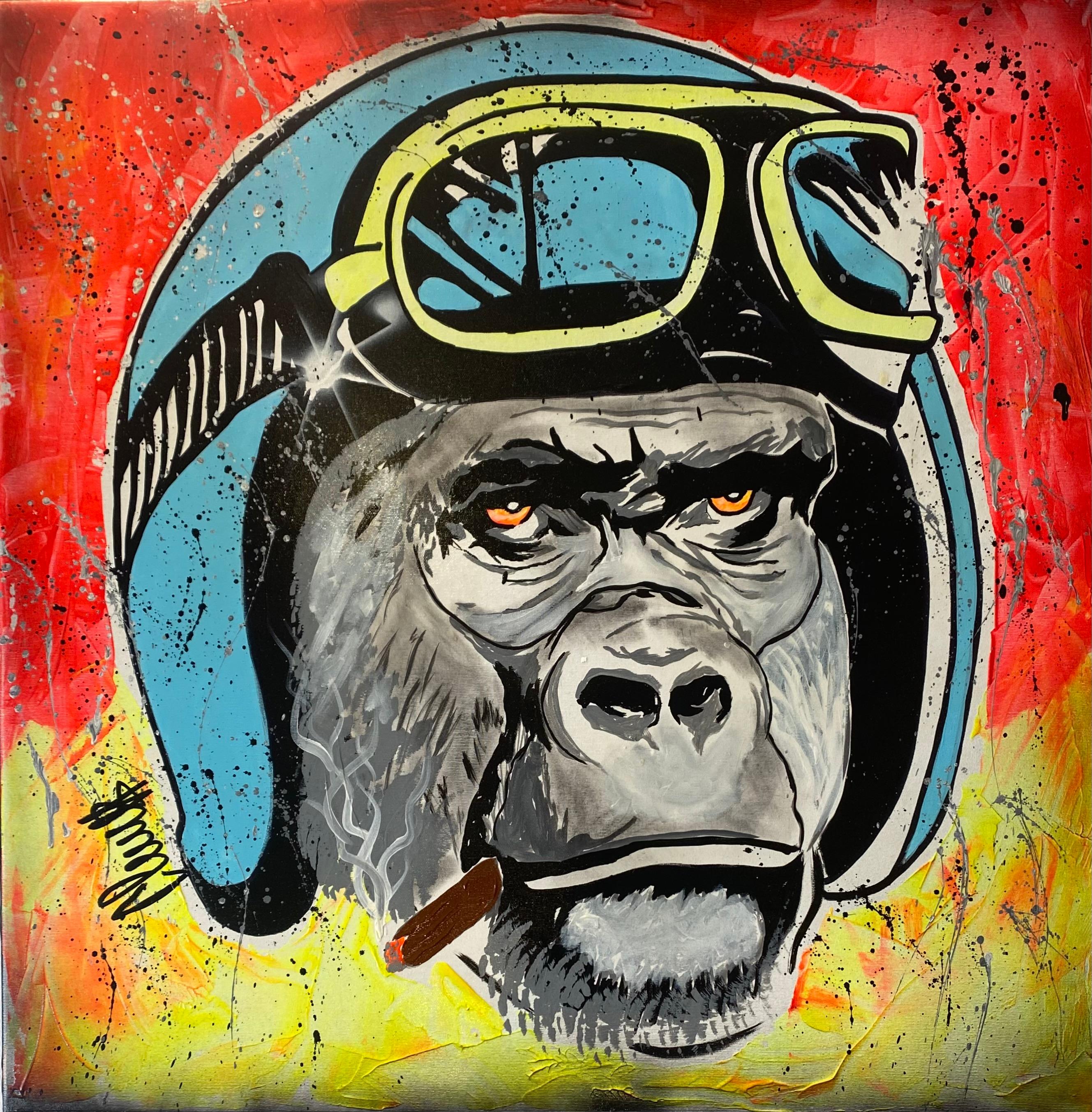 Pintura Clem$ - Gorila - Técnica mixta sobre lienzo Francés en venta