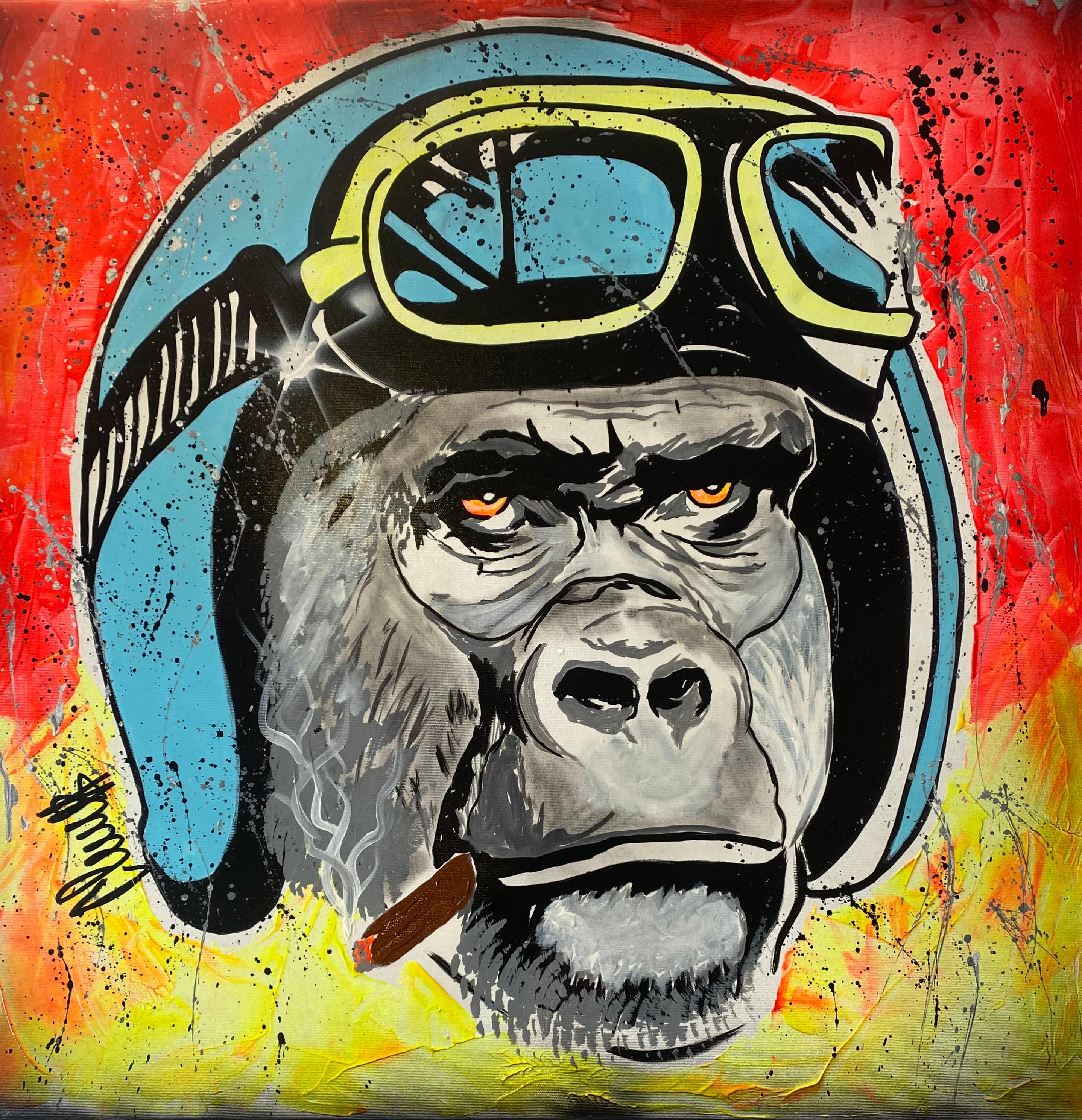 Pintura Clem$ - Gorila - Técnica mixta sobre lienzo en Bueno estado para la venta en Saint ouen, FR