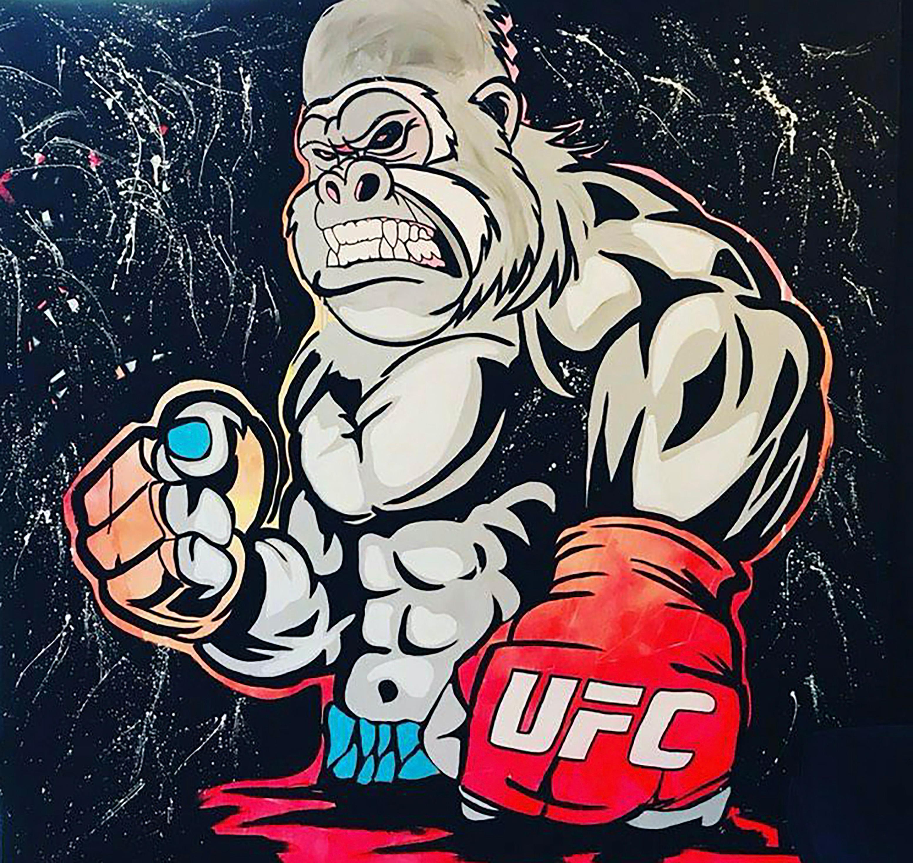 Clem$ - UFC Kong  - Black Abstract Painting by  Clem$