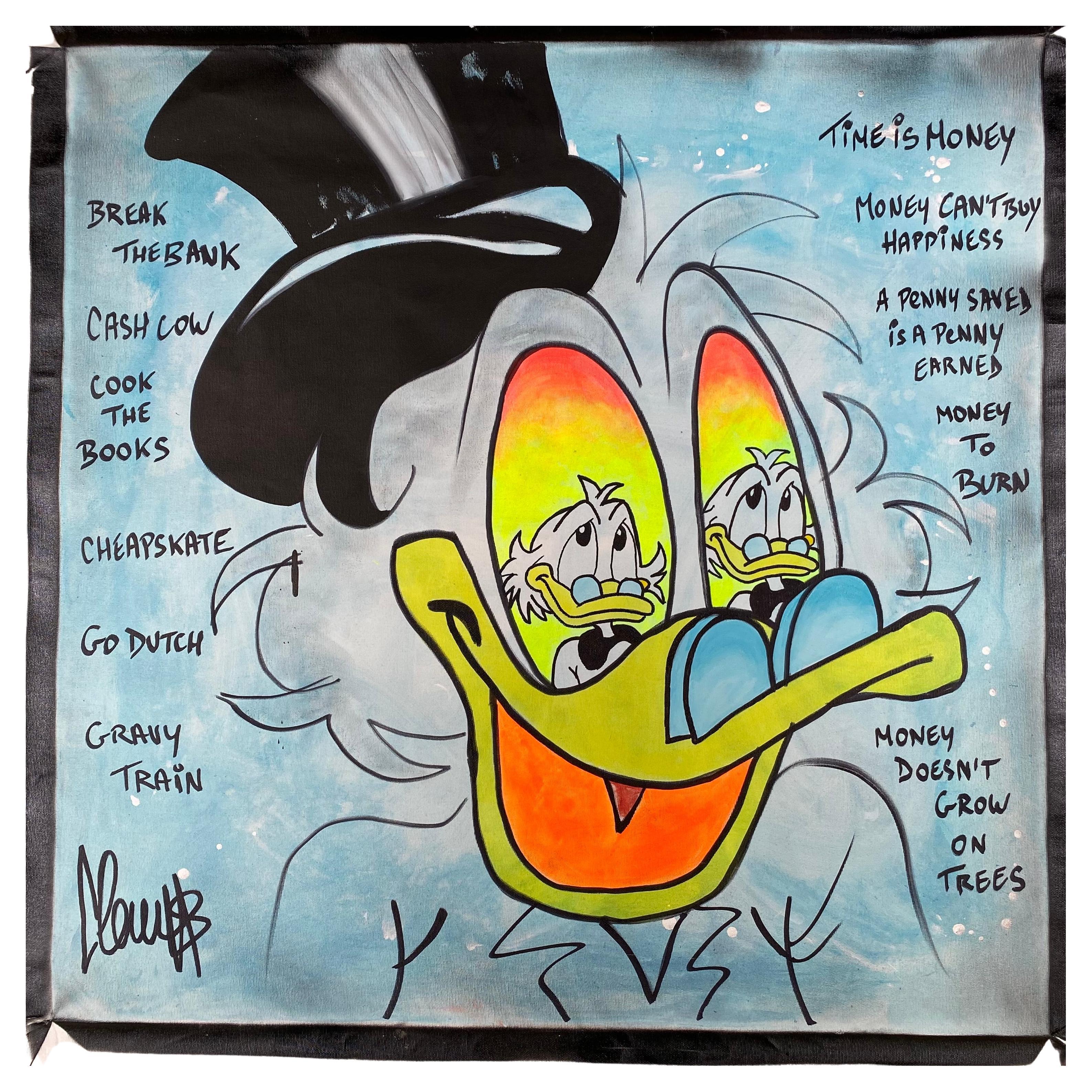 Clem$ Scrooge gravy train Acrilico su tela