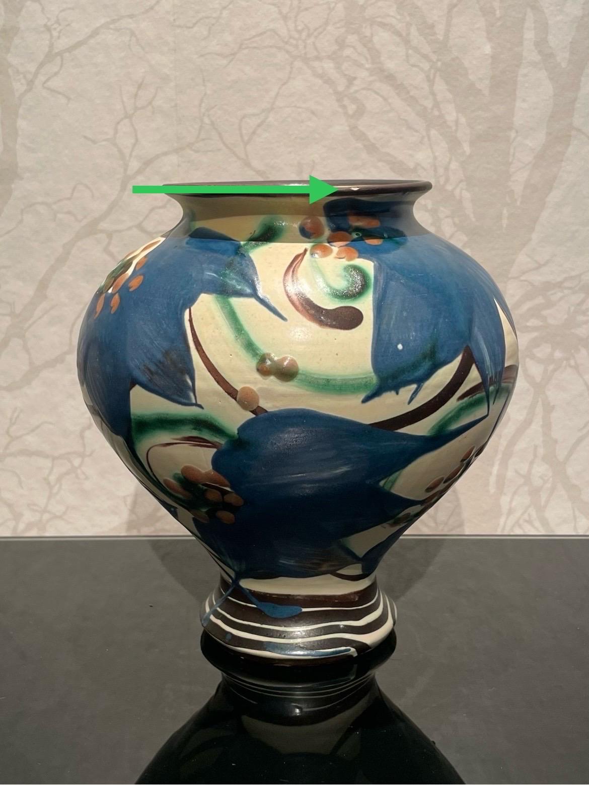 Clematis Patternd 1920s Danish 20 cm Matte Glazed Ceramic Vase by Herman Kähler  For Sale 2