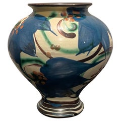 Clematis Patternd 1920s Danish 20 cm Matte Glazed Ceramic Vase by Herman Kähler