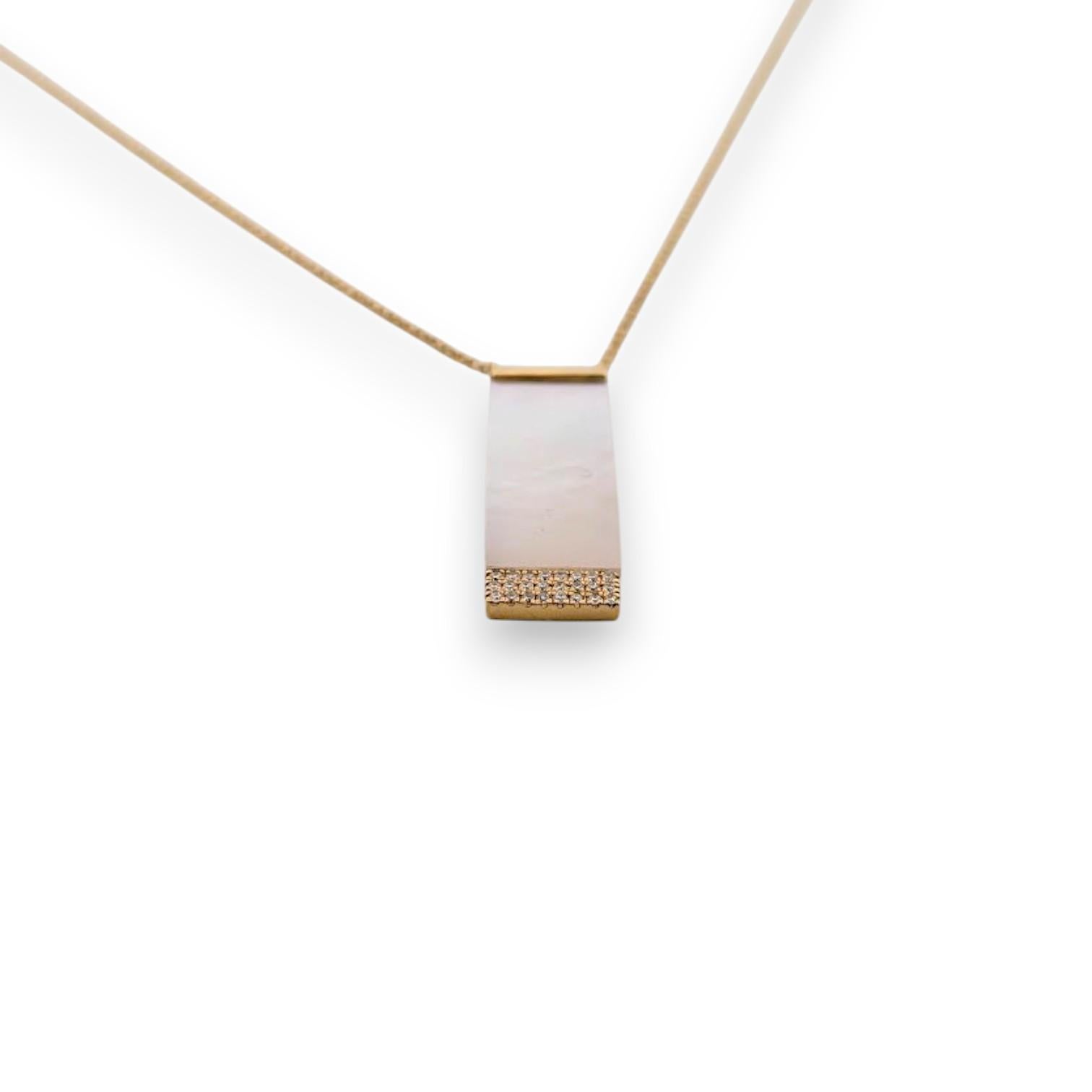 Art Deco Clemency  18k Yellow Gold Necklace – 2.62 ct Mother of Pearl & .09 ctw Natural For Sale