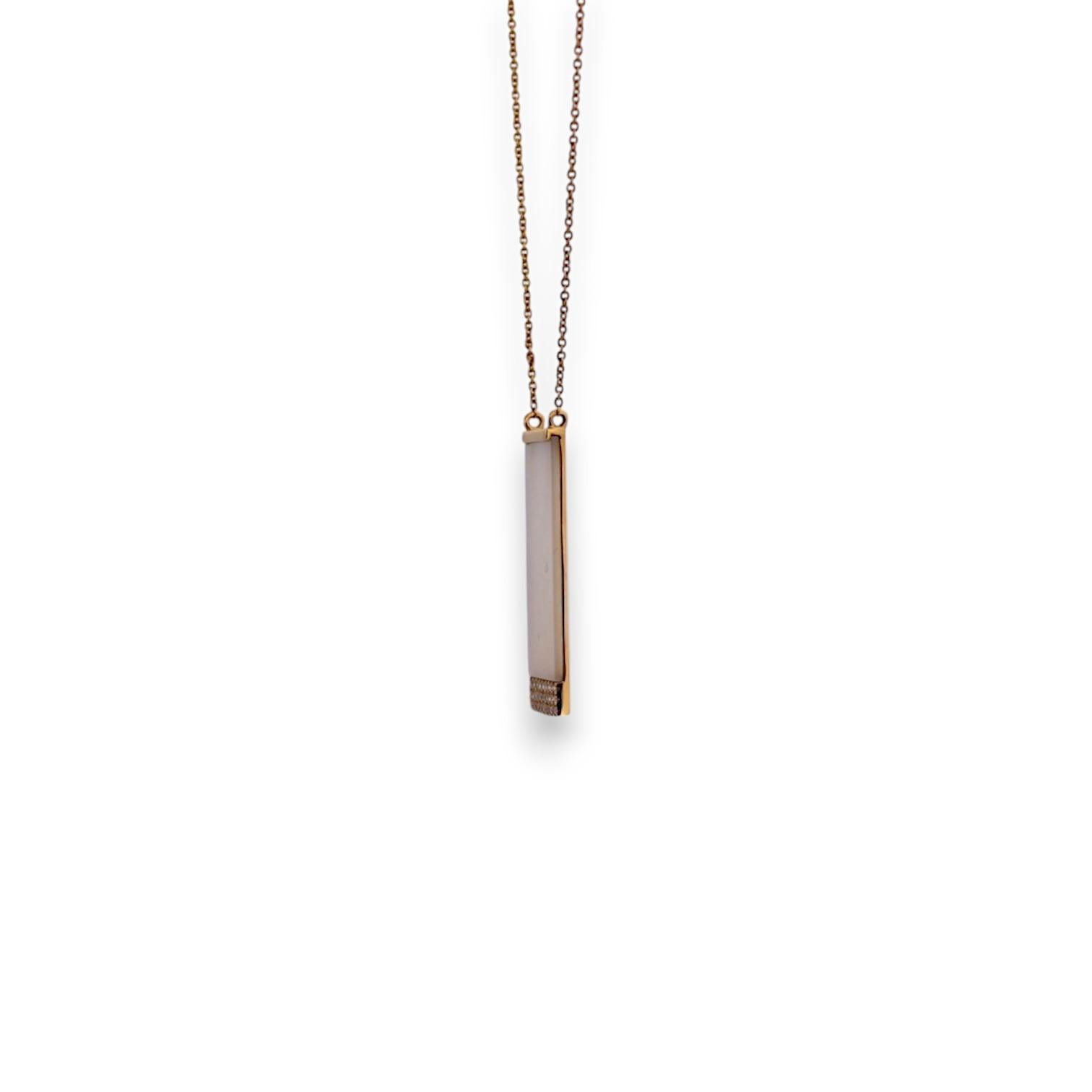Baguette Cut Clemency  18k Yellow Gold Necklace – 2.62 ct Mother of Pearl & .09 ctw Natural For Sale