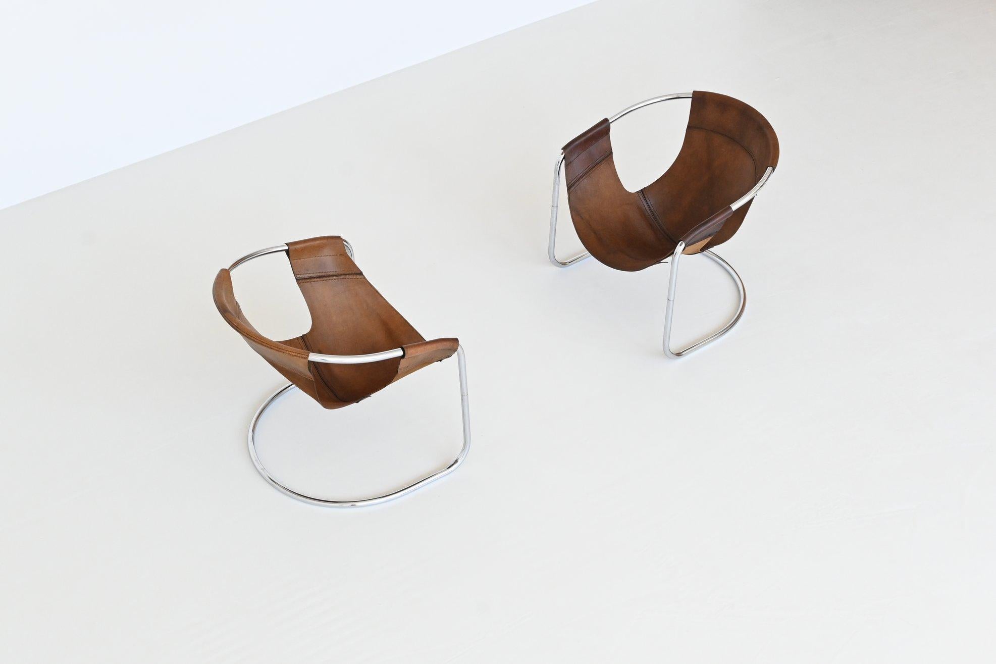 Clemens Claessen Lounge Chairs Brown Leather Ba-As the Netherlands, 1965 12