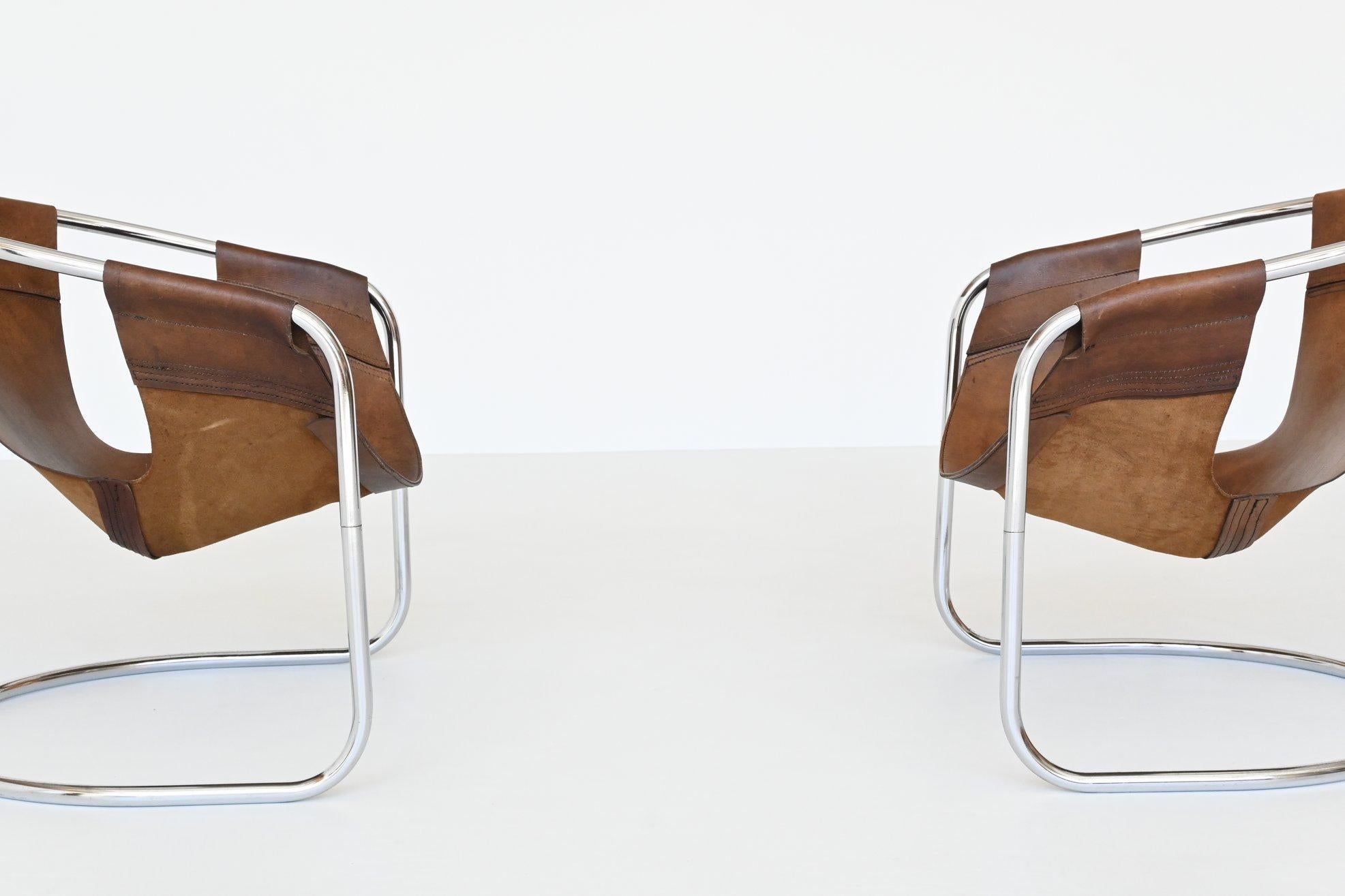 Clemens Claessen Lounge Chairs Brown Leather Ba-As the Netherlands, 1965 1
