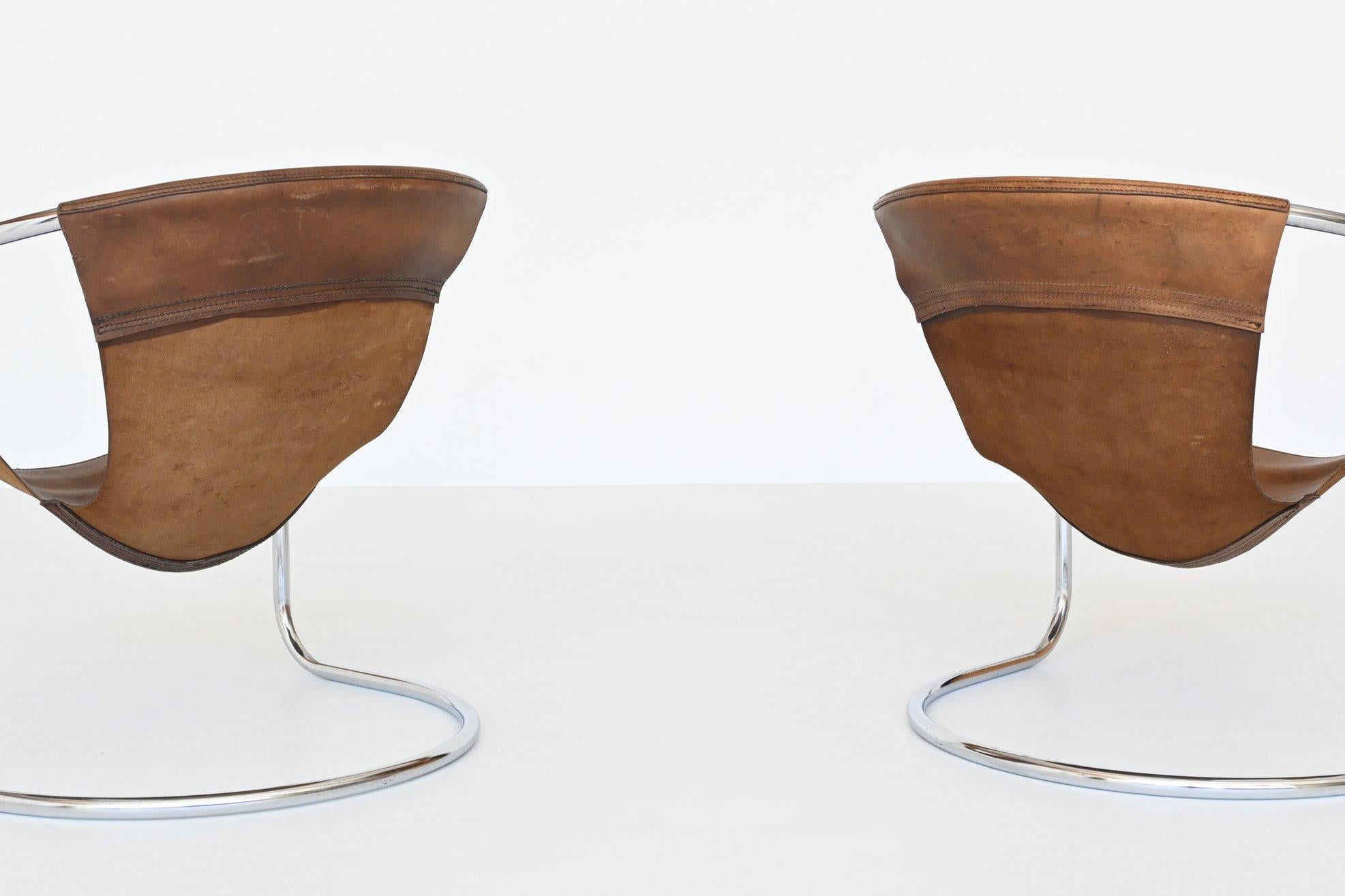 Clemens Claessen Lounge Chairs Brown Leather Ba-As the Netherlands, 1965 2