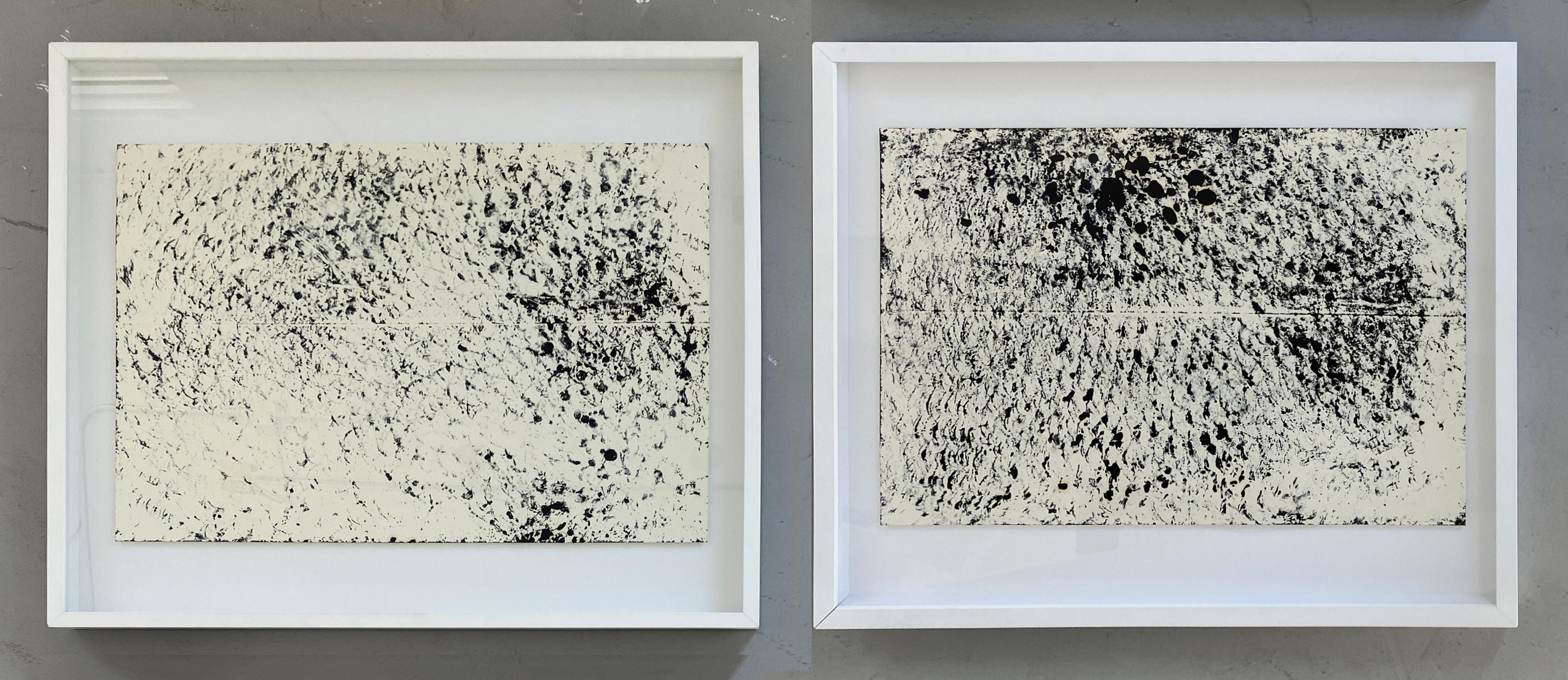 Dittico Blu e Bianco I e II, incorniciato. Verniciatura del metallo stirato. - Painting di Clemens Wolf