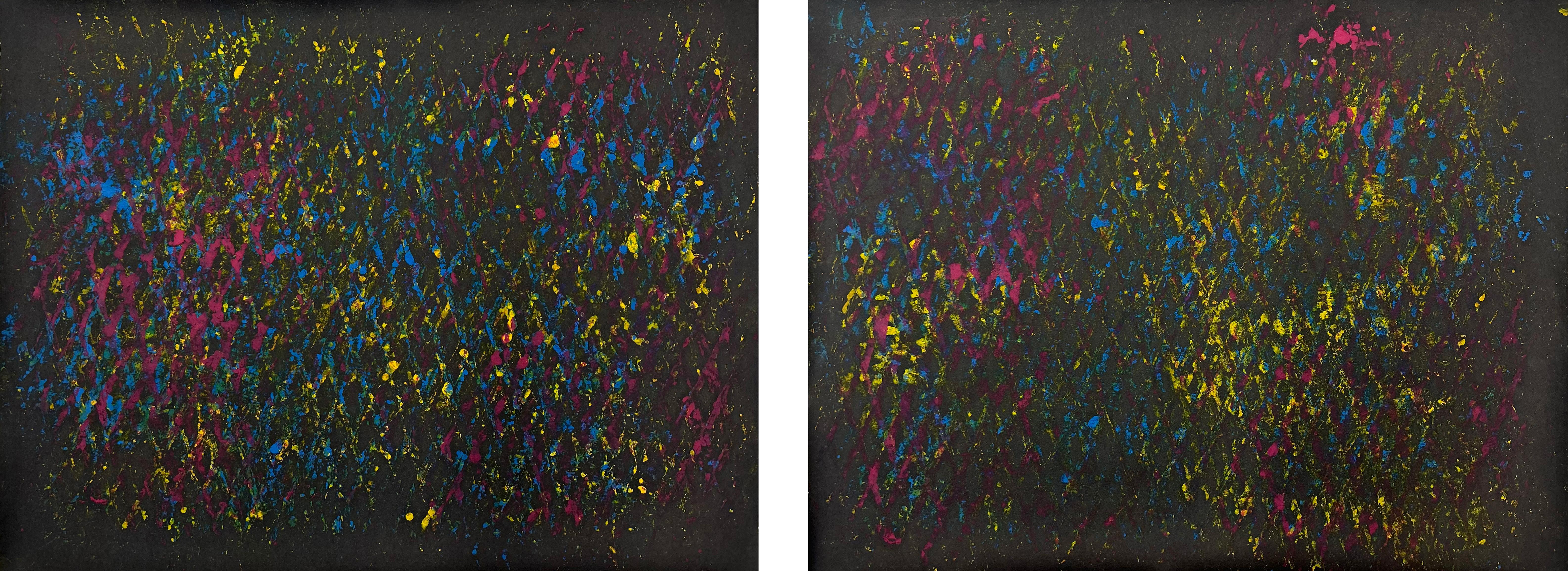 Clemens Wolf Abstract Painting - CMYK I and II, Expanded Metal Painting. Diptych