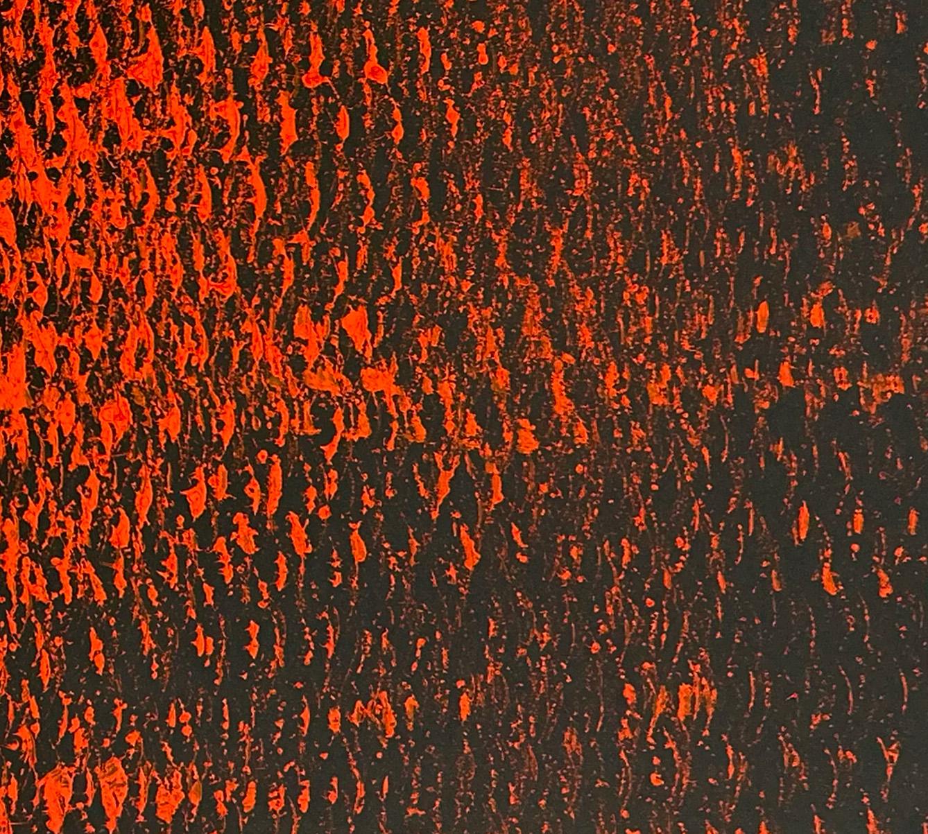 Red and Black II, Expanded Metal Painting, 2023 by Clemens Wolf
From the series Expanded Metal Paintings
Oil on paper
Size: 70 H x 50 W cm.
Hand-signed back by the artist
Unique

Expanded Metal Paintings 
The panel paintings 