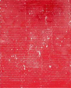 Tableau rouge et blanc III, peinture en métal expansé