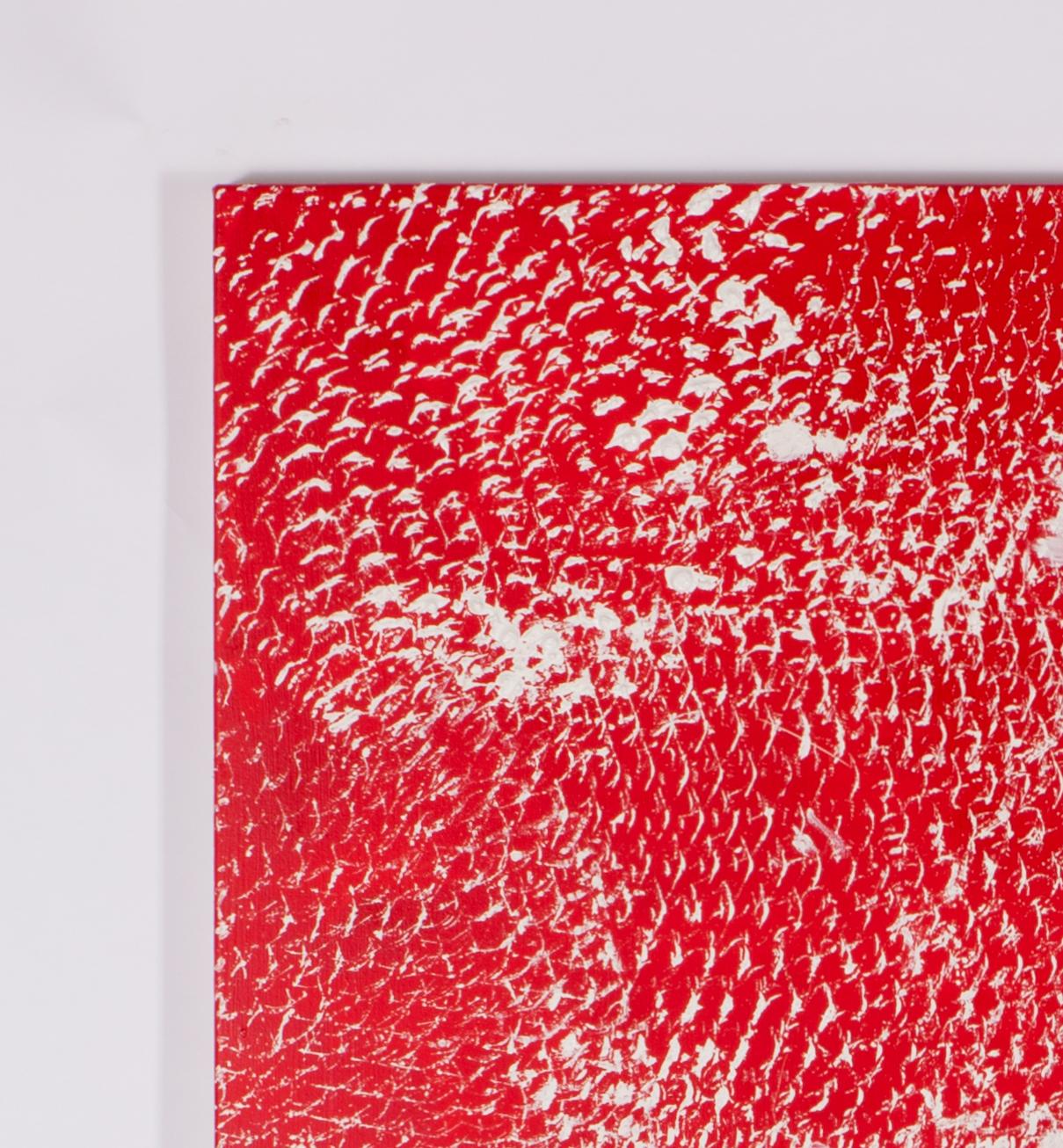 Rot und Weiß I, Ausziehbares Metallgemälde – Painting von Clemens Wolf