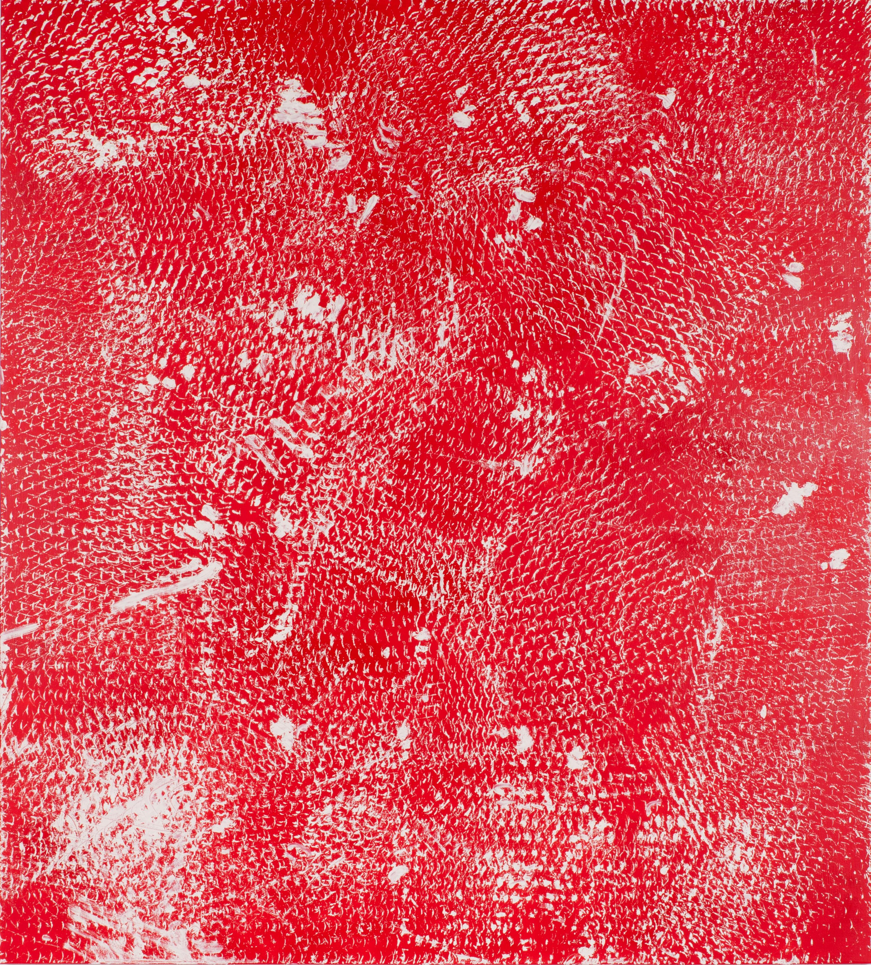 Clemens Wolf Still-Life Painting - Red and White I, Expanded Metal Painting