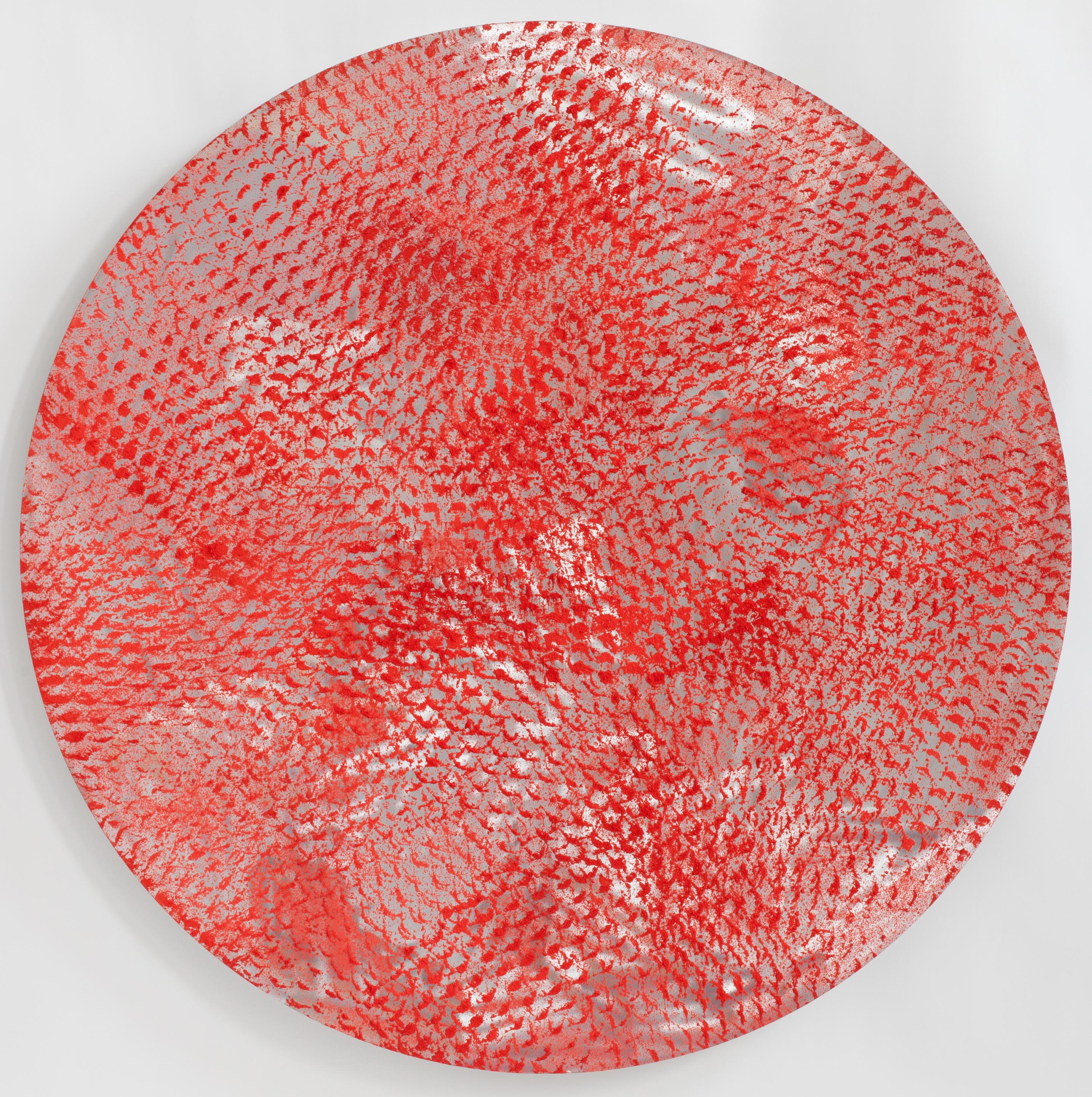 Tondo Red, Expanded Metal Pigment Painting