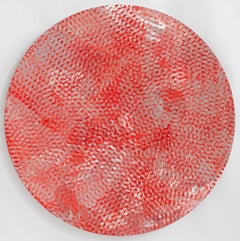 Rotes, ausgestelltes Pigmentgemälde aus Metall von Tondo
