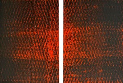 Red and Black I & II, peinture métallique agrandie. Diptyque