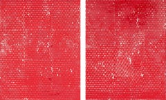 Used Red and White II and III, Expanded Metal Painting. Diptych