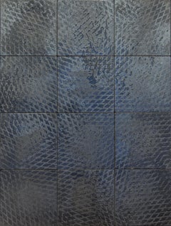 Nero, Piastrella in metallo stirato. Scultura da parete