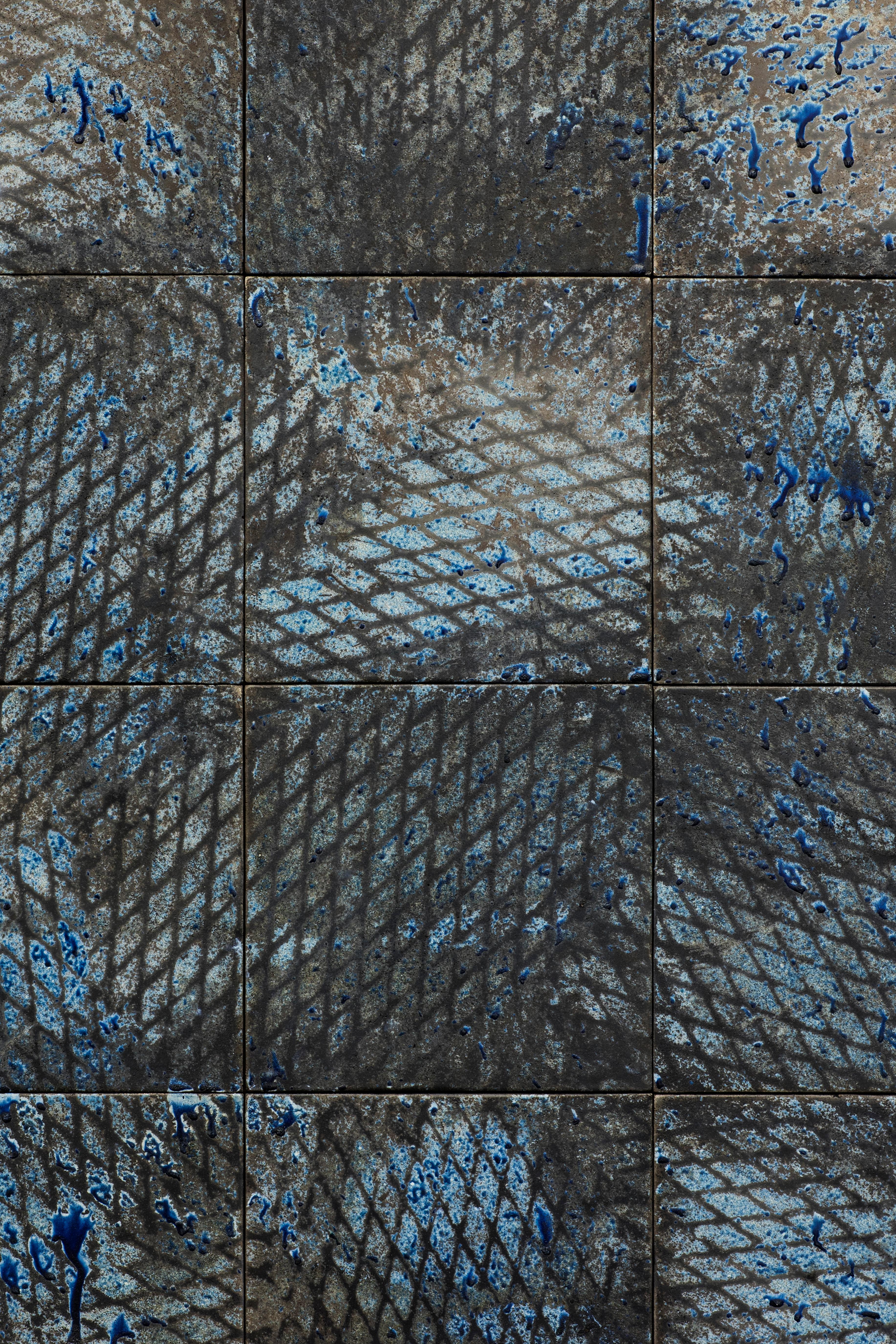 Blue, Expanded Metal Tile. Wall Sculpture