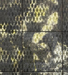 White and Green, Expanded Metal Tile. Wall Sculpture