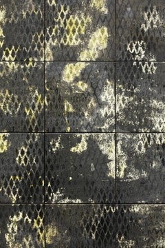 Blanco y Verde y Azul, Baldosa de Metal Expandido, Díptico. Escultura mural