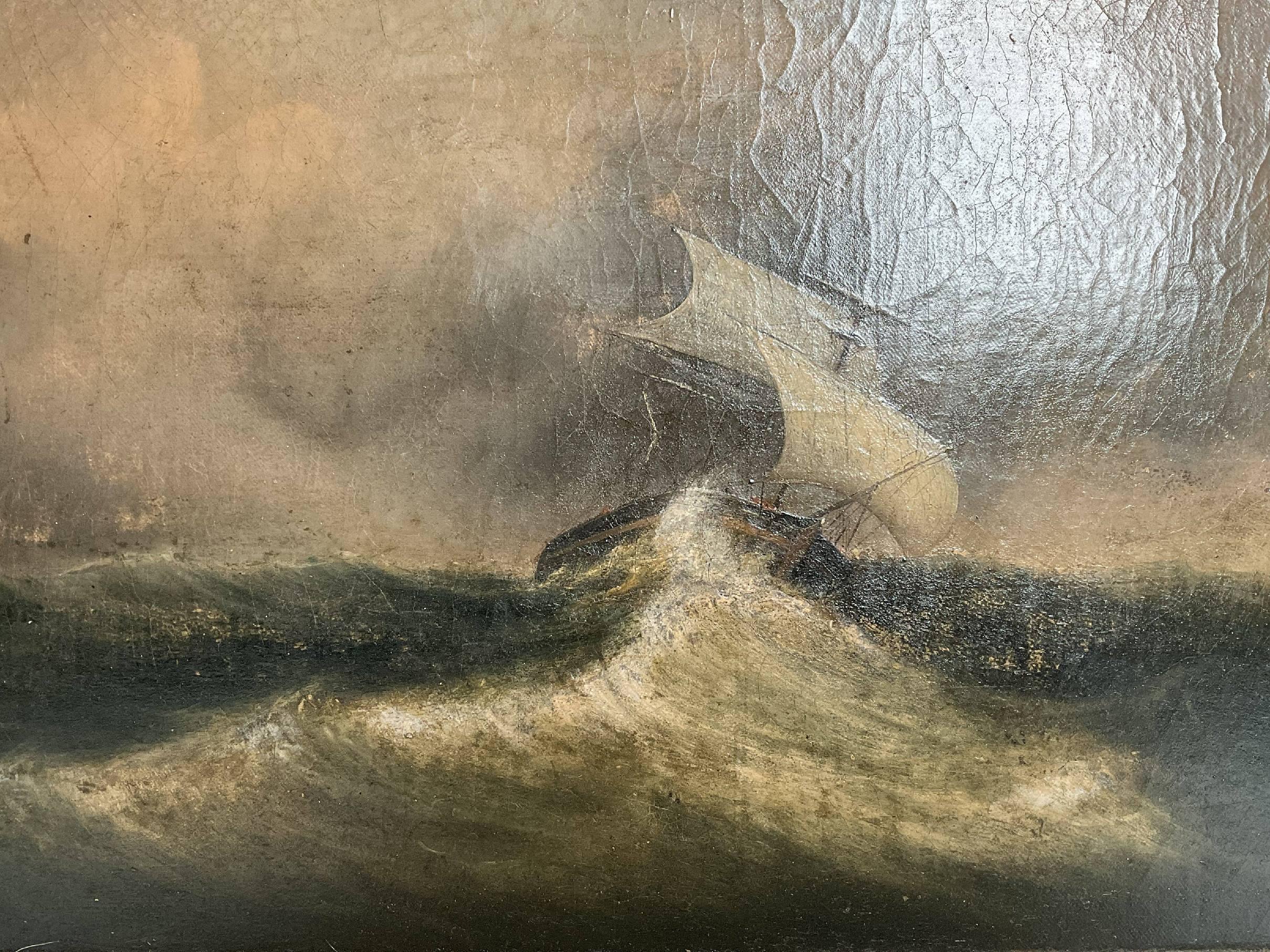 Clement Drew Marine Painting In Good Condition In Norwell, MA