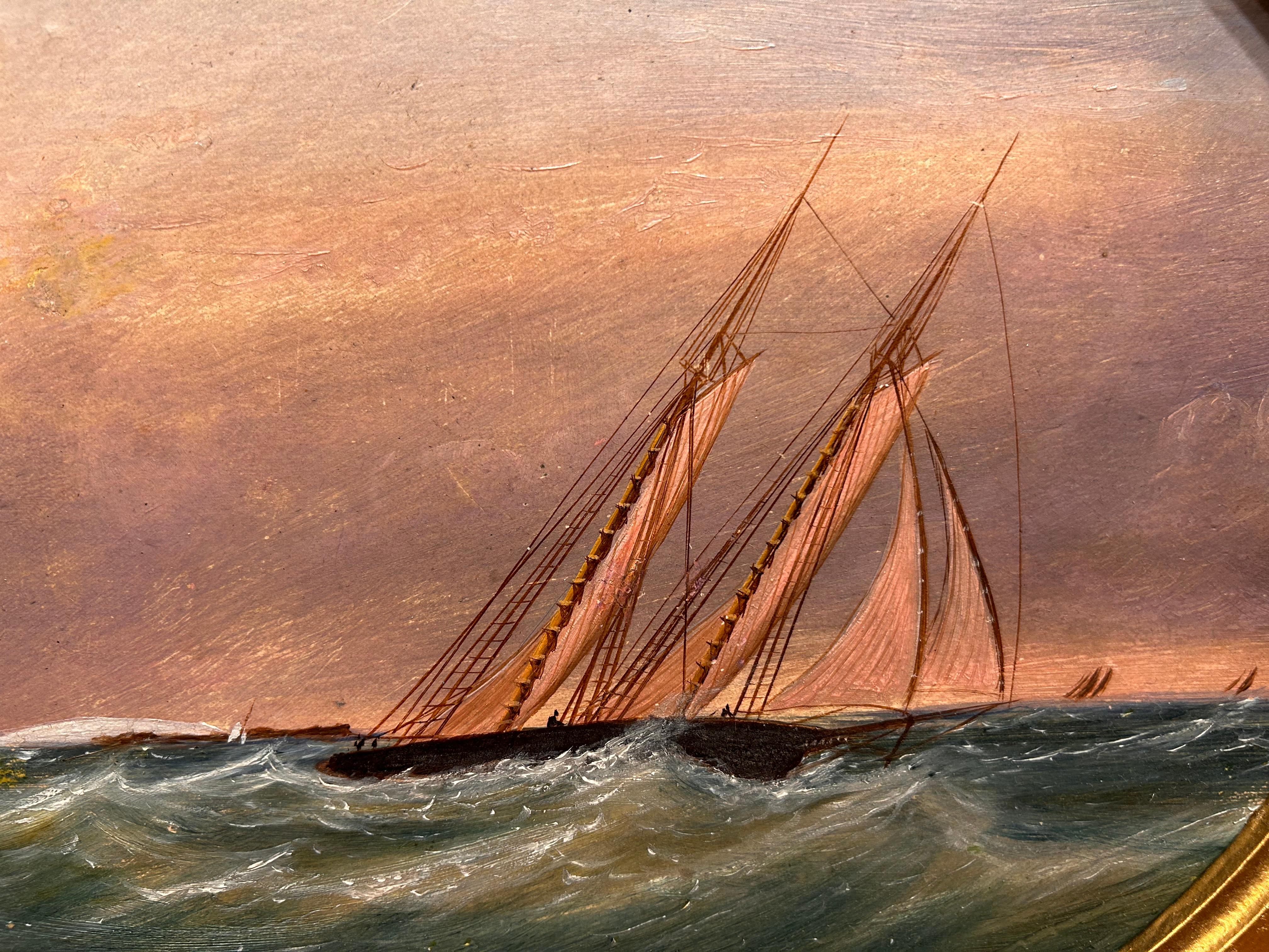 Clement Drew grew up in Kingston, Massachusetts, a coastal New England town. Early on he settled into a career as a marine painter. He augmented his income by working in a number of jobs including dry goods, a library and even operating an artist