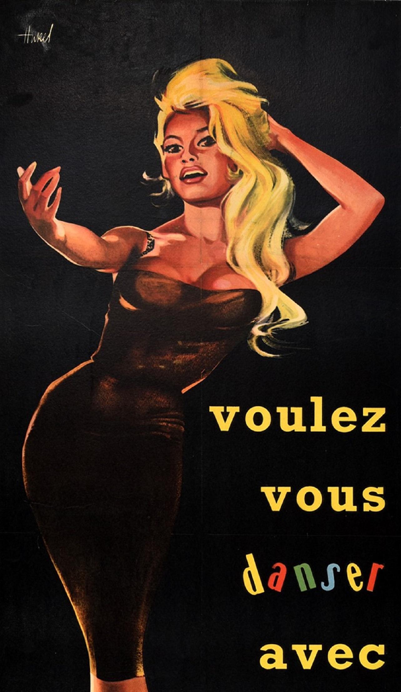Original Vintage Film Poster Come Dance With Me Brigitte Bardot French Movie Art - Print by Clement Hurel