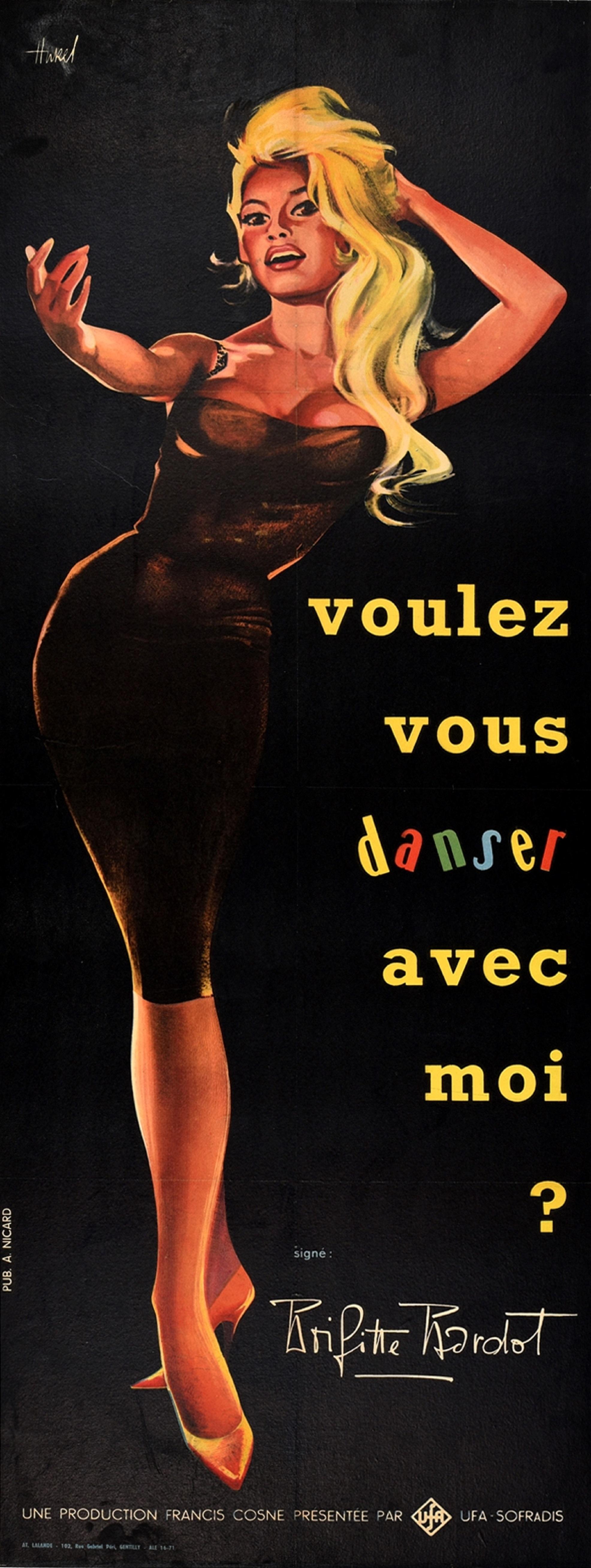Clement Hurel Print - Original Vintage Film Poster Come Dance With Me Brigitte Bardot French Movie Art
