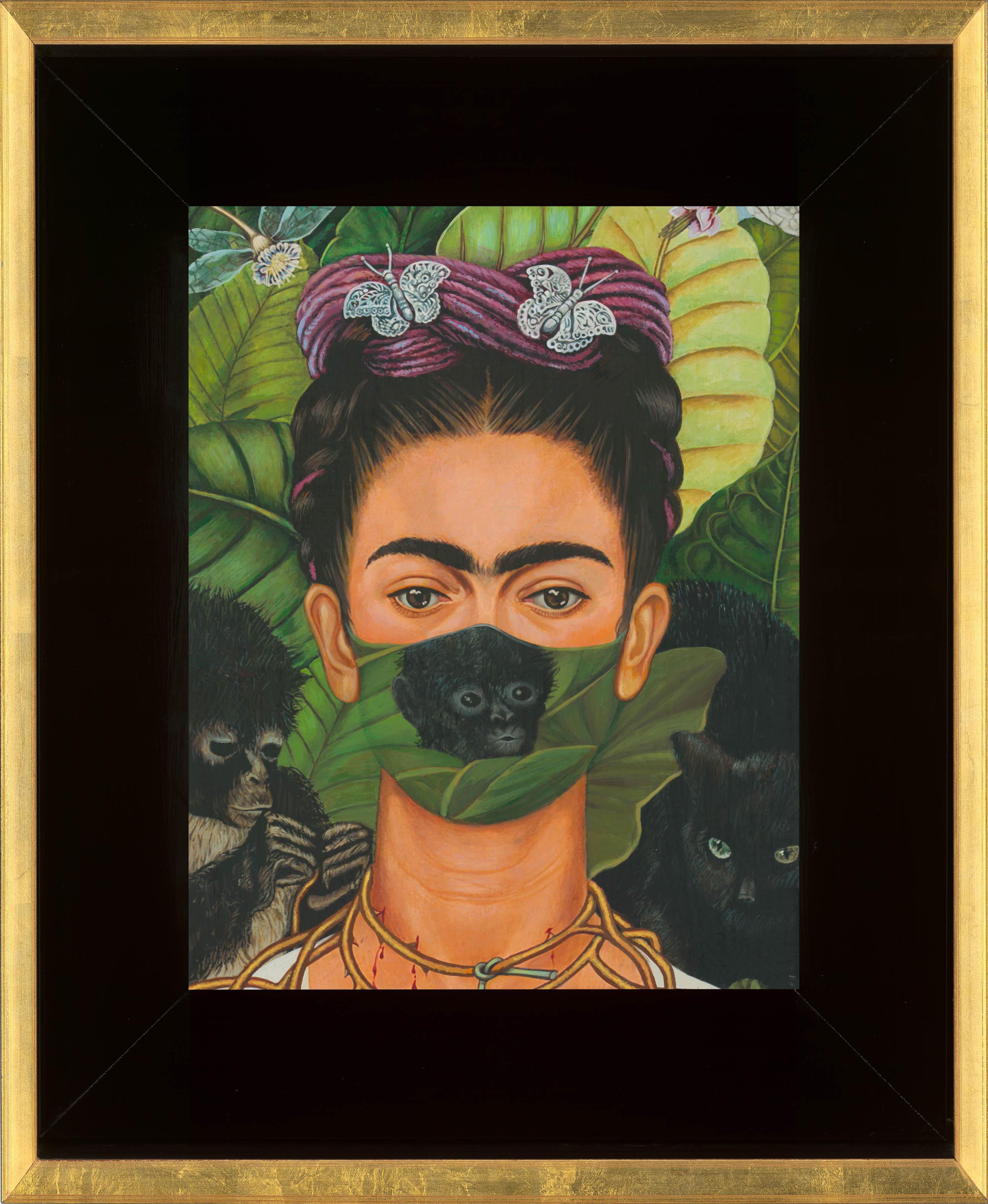 Frida Kahlo Selbstporträt maskiert mit Diego Rivera Self Portrait & Unmasked – Painting von Clement Kamena