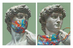 Michelangelo “David” with Damien Hirst’s mask & Unmasked