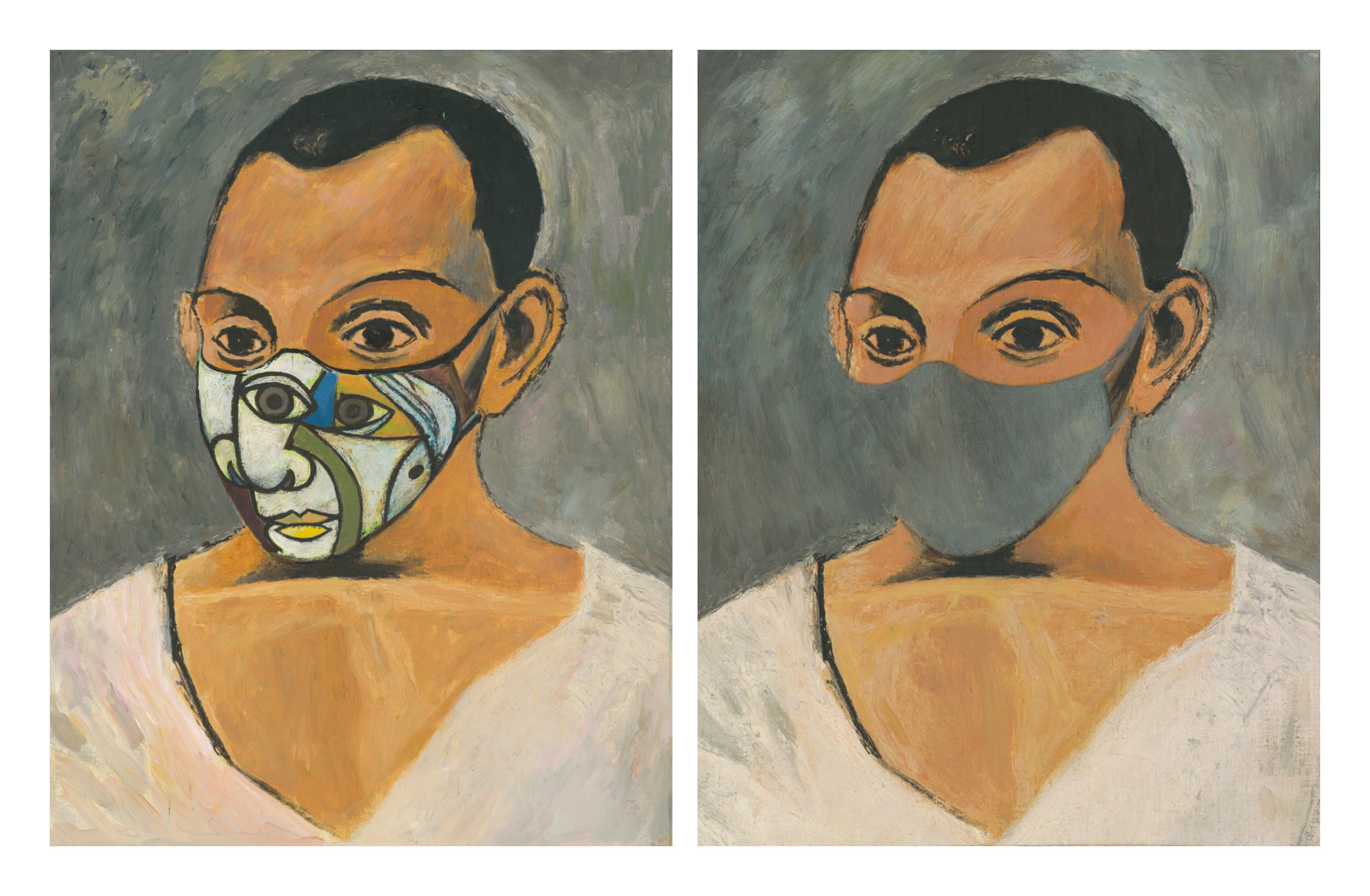 Clement Kamena - Picasso “Self Portrait” masked with Picasso “Dora Maar  Portrait” and Unmasked For Sale at 1stDibs