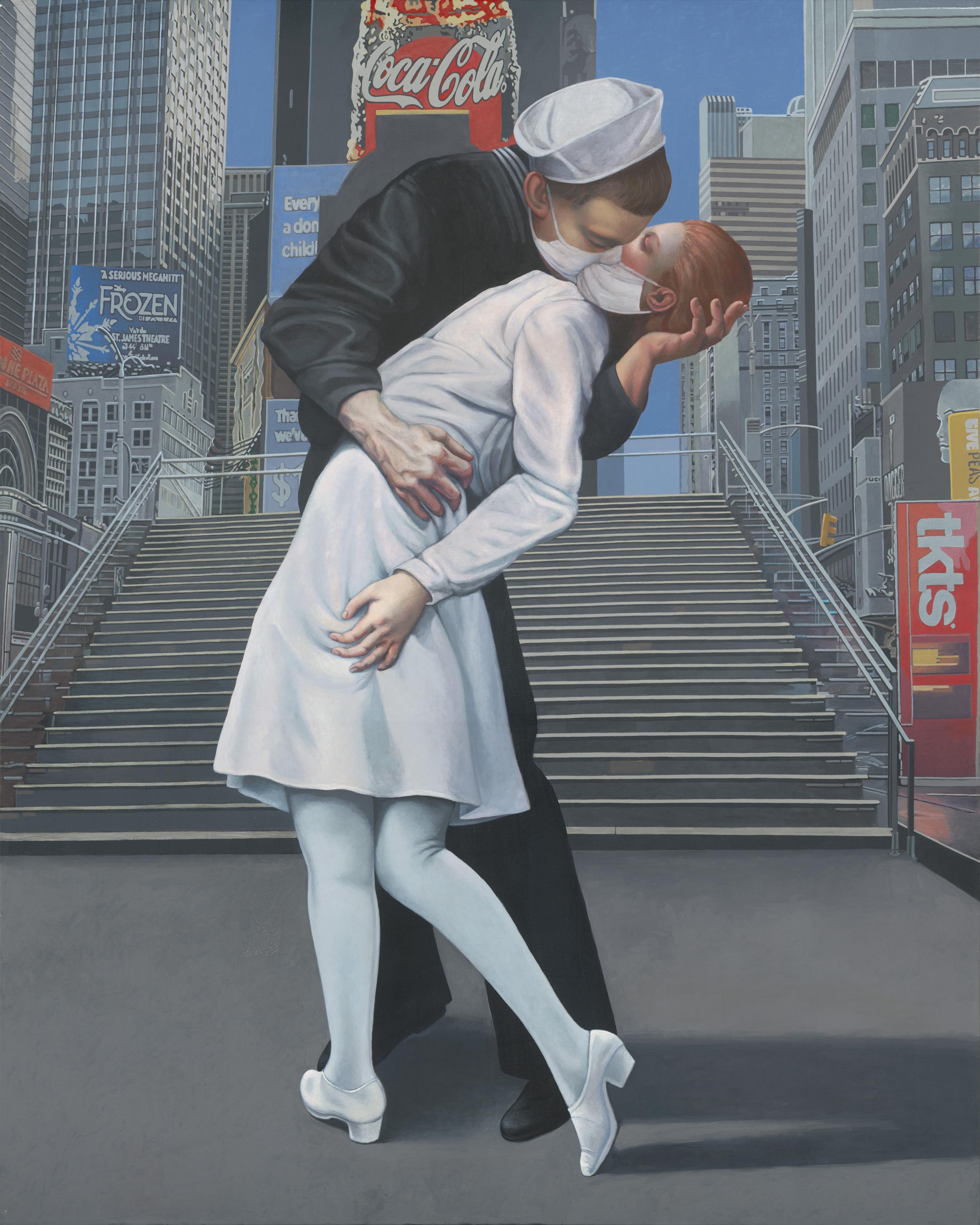 Clement Kamena Figurative Painting - The Kiss