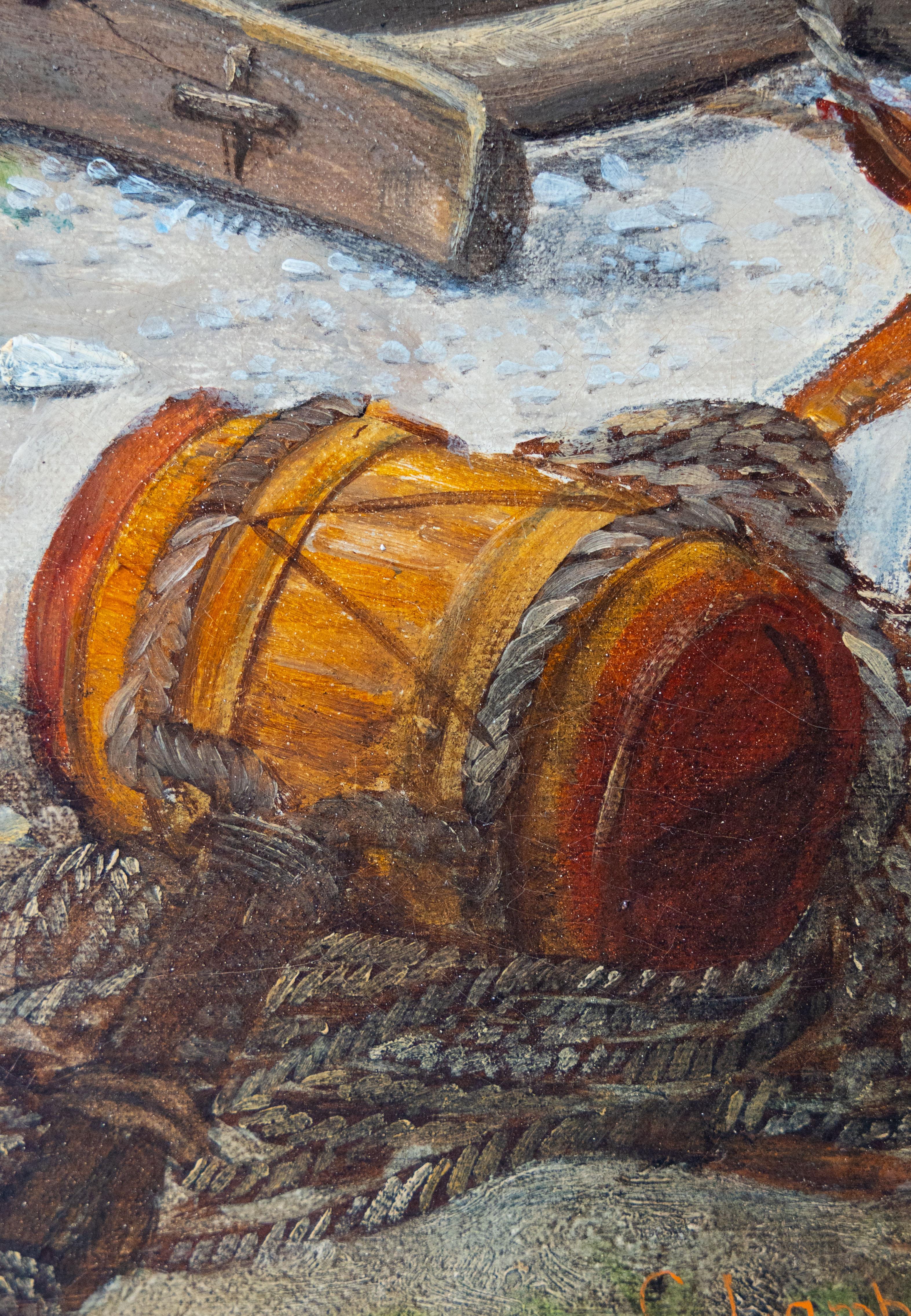 Fischer am Ufer von Brighton, Clement Lambert (1855-1925) (Braun), Landscape Painting, von Clement Lambert (1855 – 1925) –