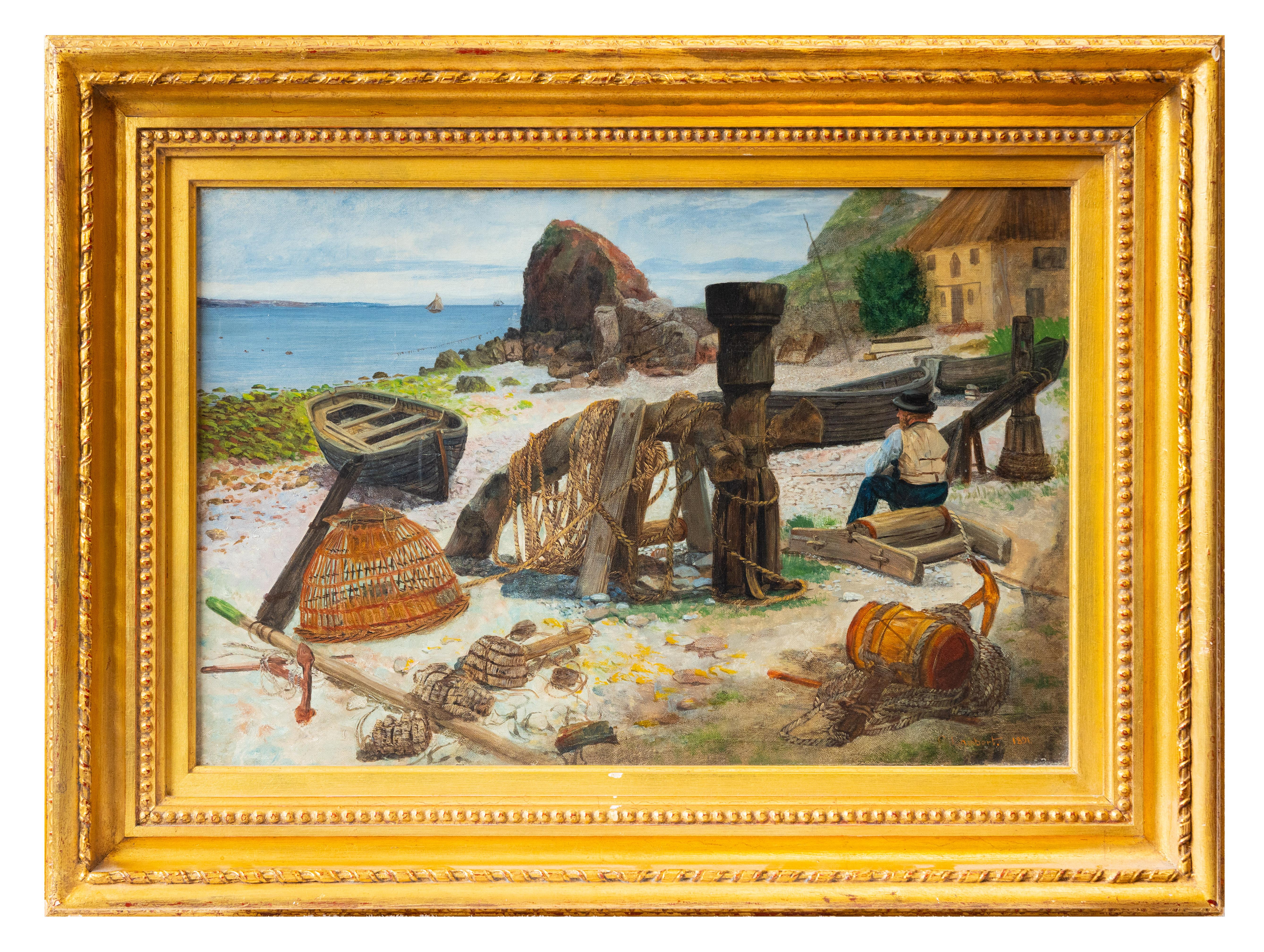 Fisherman on the shore at Brighton, Clement Lambert (1855–1925)